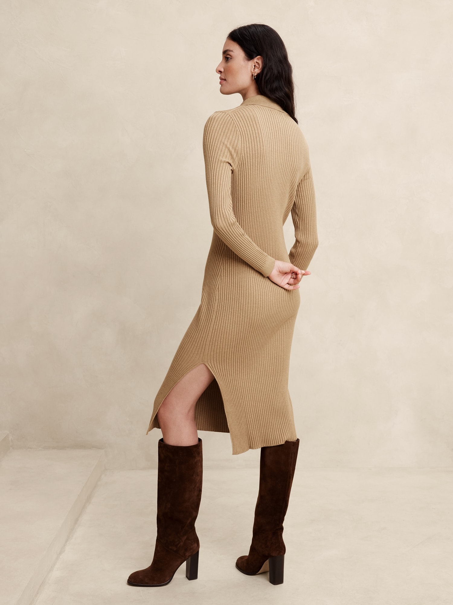 Polo Fitted Midi Sweater Dress