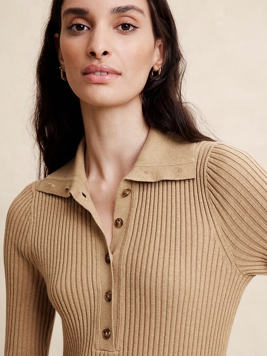 Polo Fitted Midi Sweater Dress | Banana Republic Factory