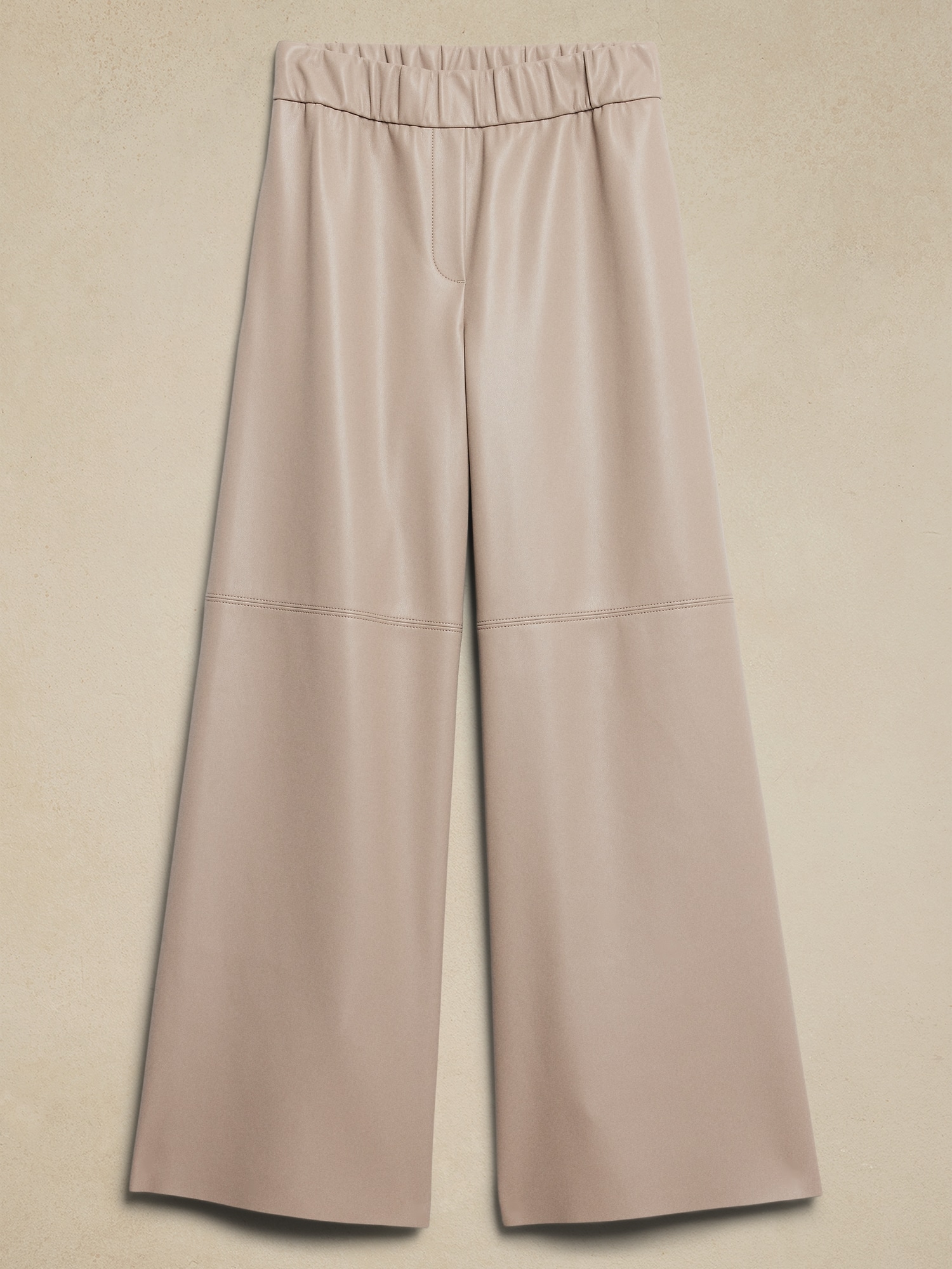 Vegan Leather Wide-Leg Pull-On Pant