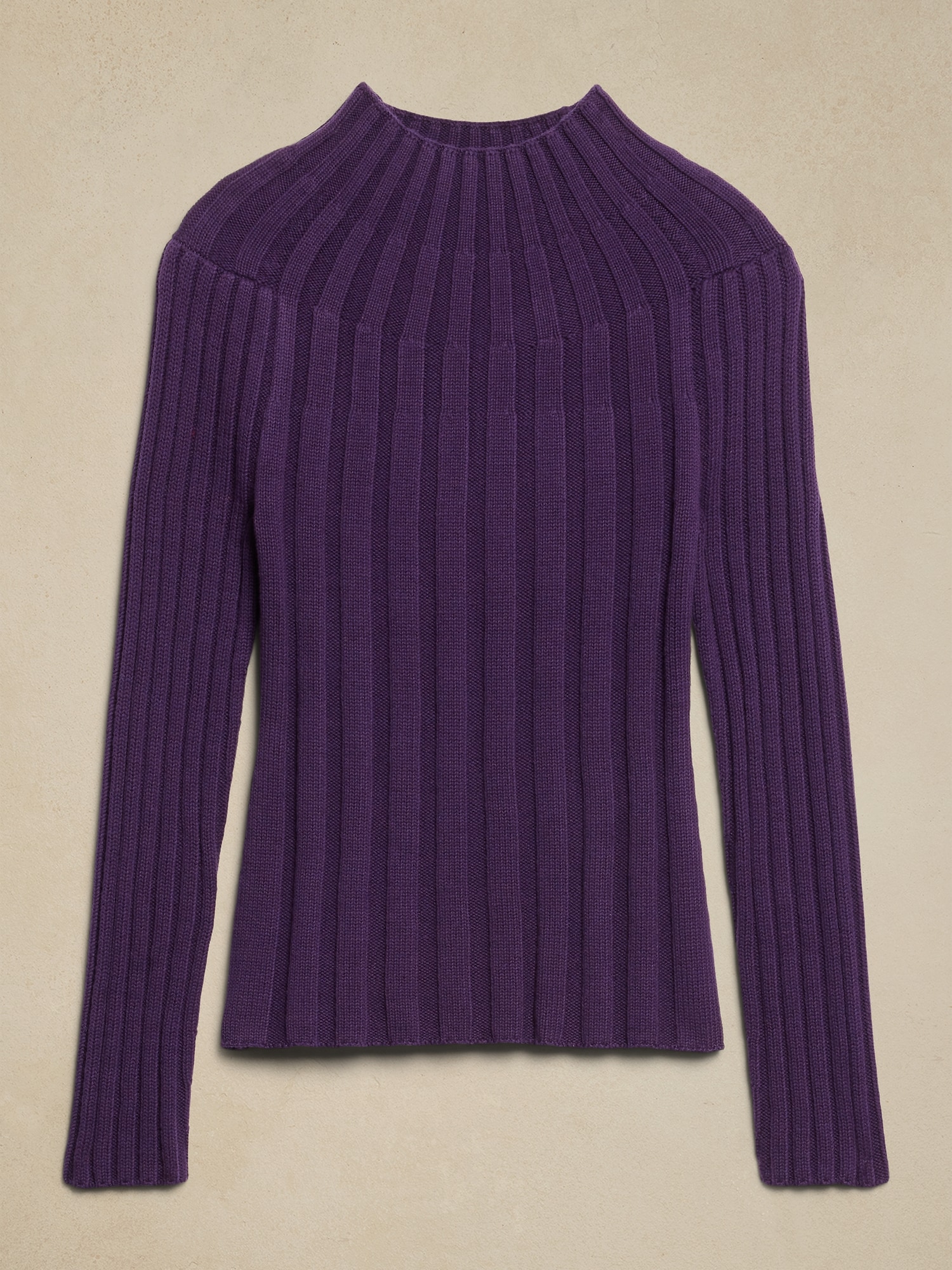 Mock-Neck Ribbed Sweater