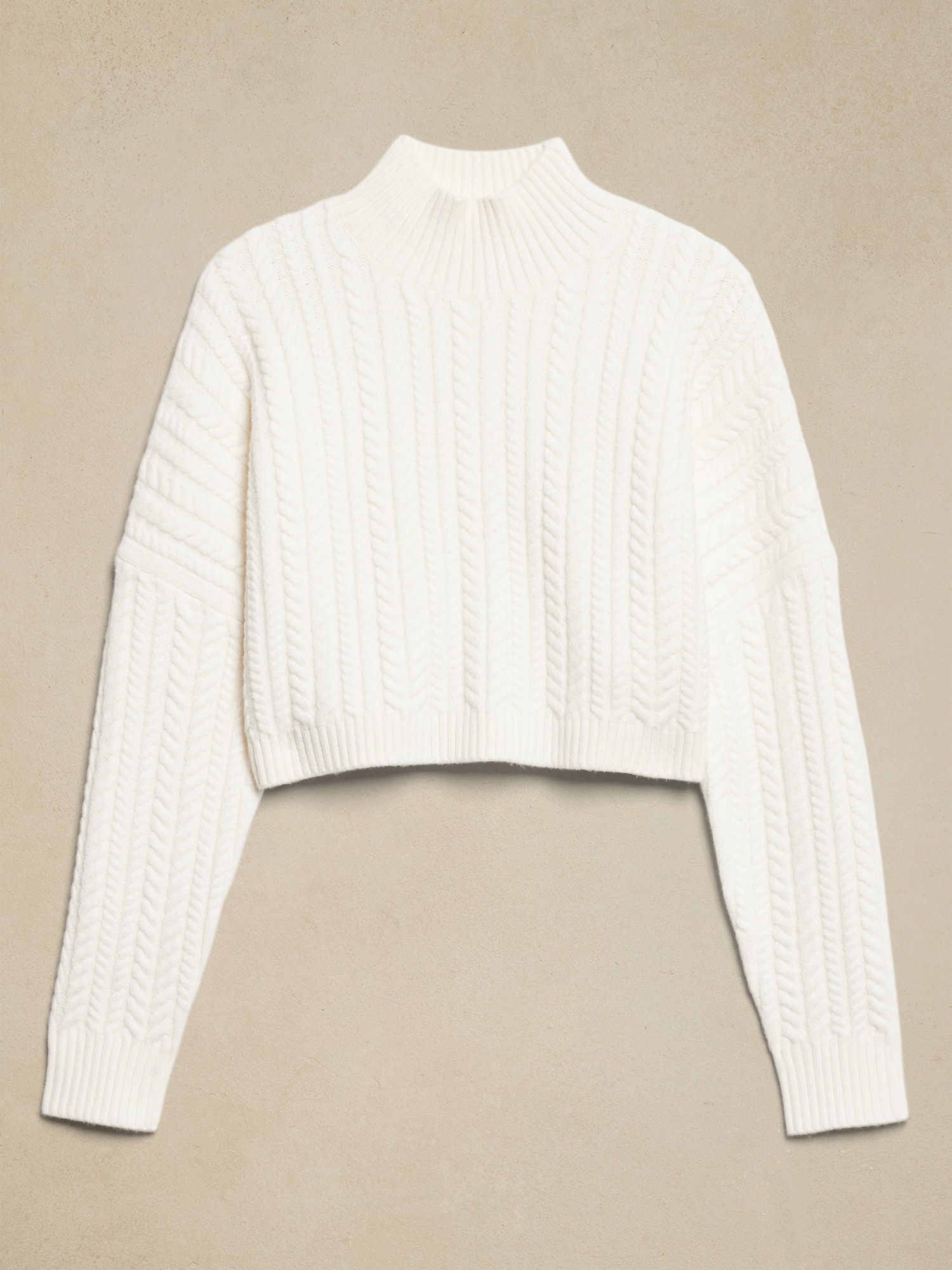 Cropped Cable Turtleneck Sweater