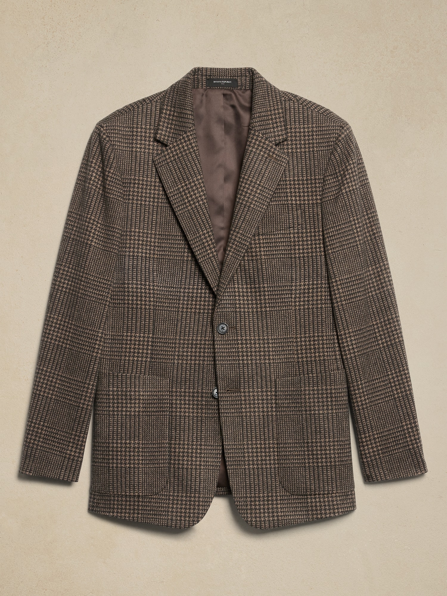 Tailored-Fit Brown Glen Plaid Jacket