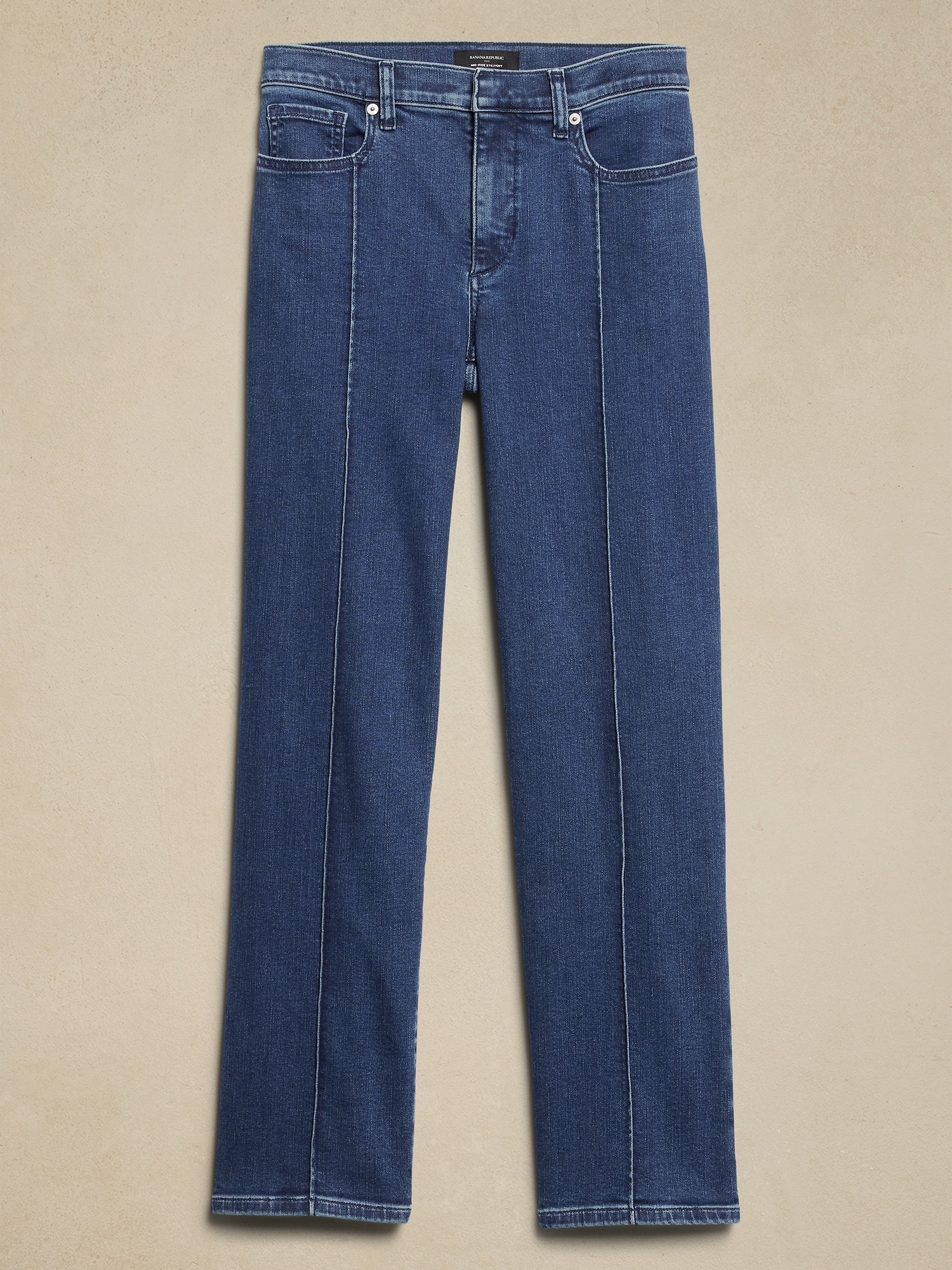 Mid-Rise Straight Pintuck Jean