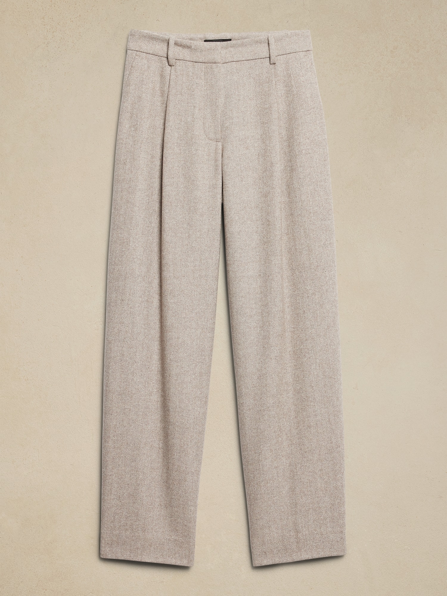 Straight Wool-Blend Herringbone Trouser