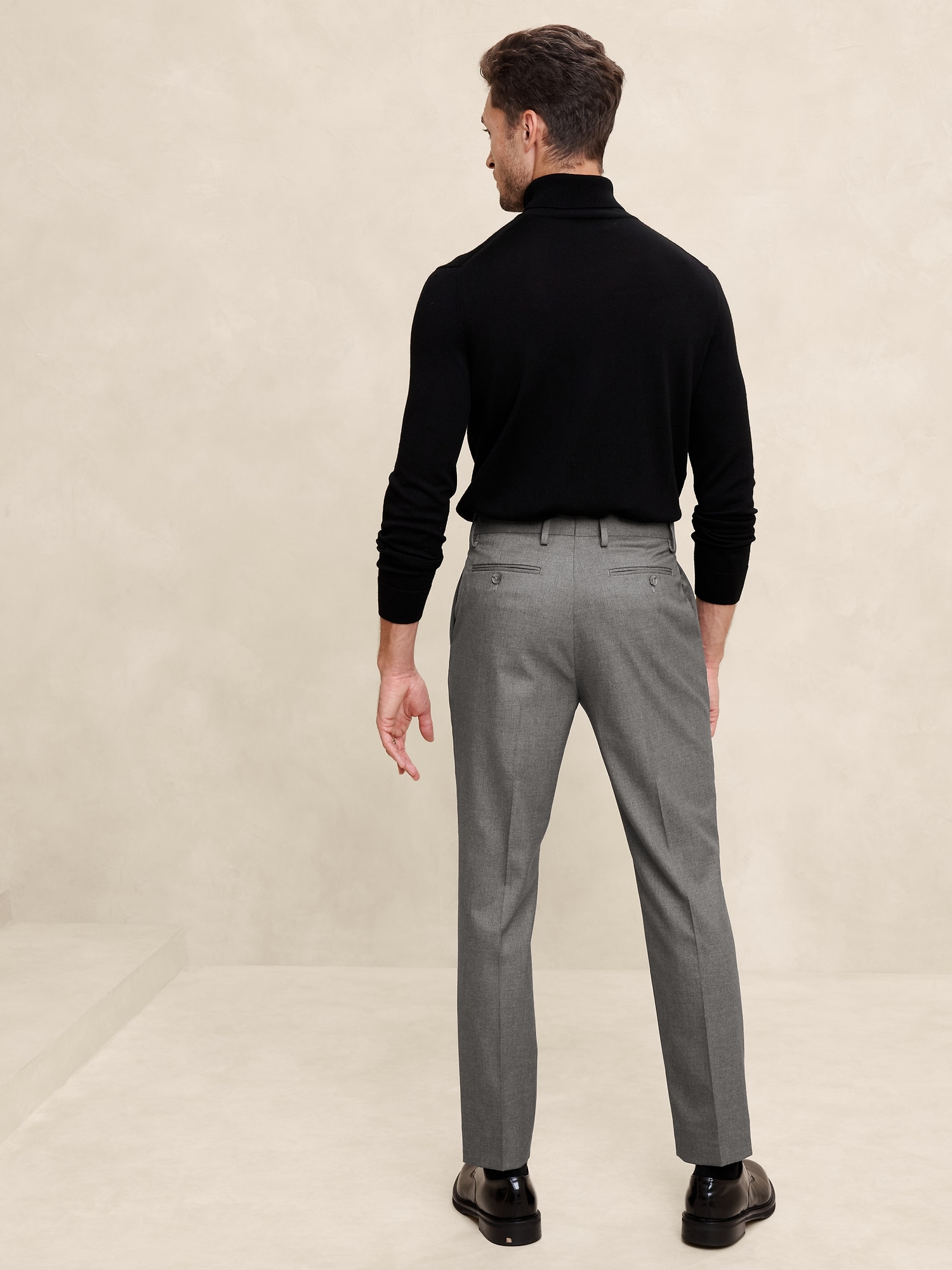 Tailored-Fit Luxe Crosshatch Light Gray Suit Trouser