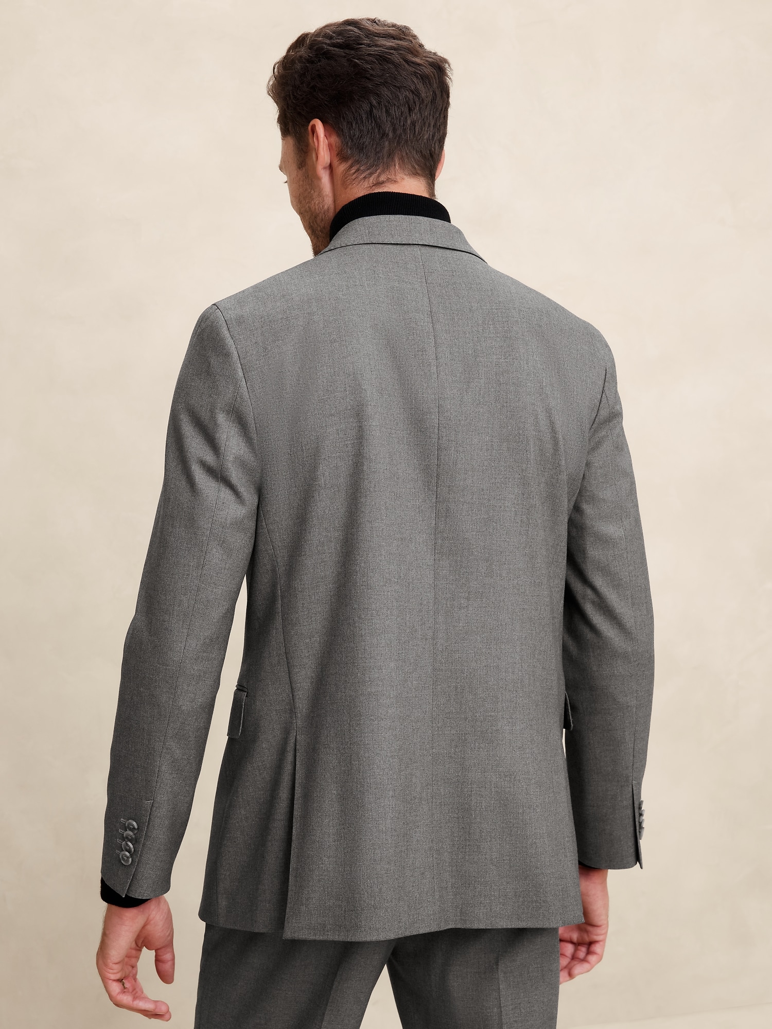 Tailored-Fit Luxe Crosshatch Light Gray Suit Jacket