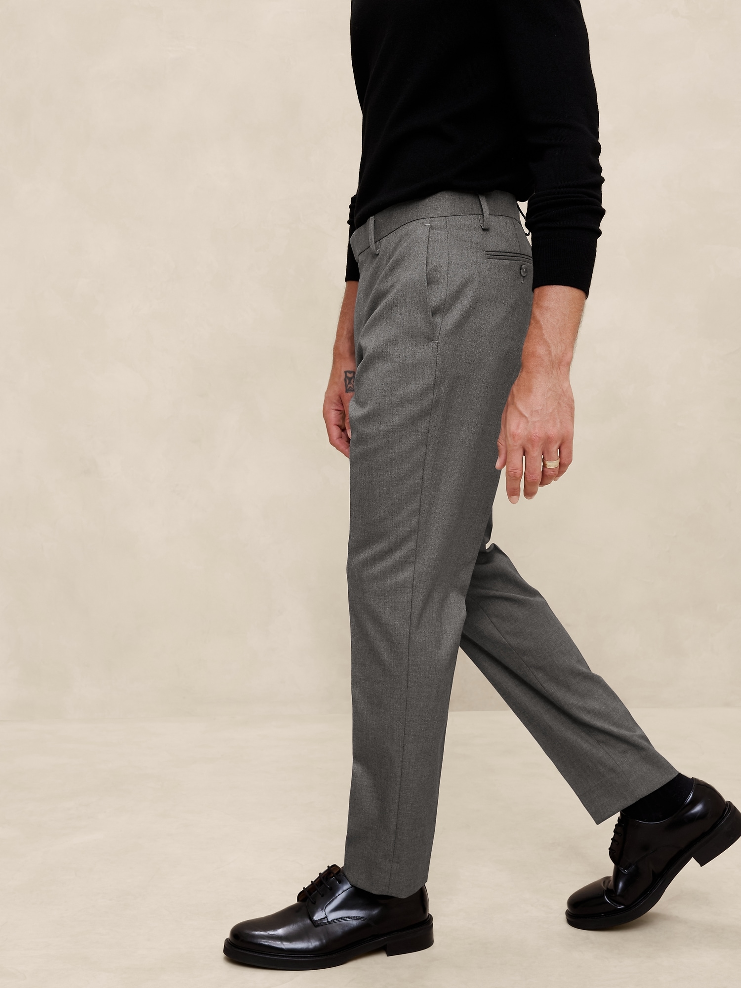 Tailored-Fit Luxe Crosshatch Light Gray Suit Trouser