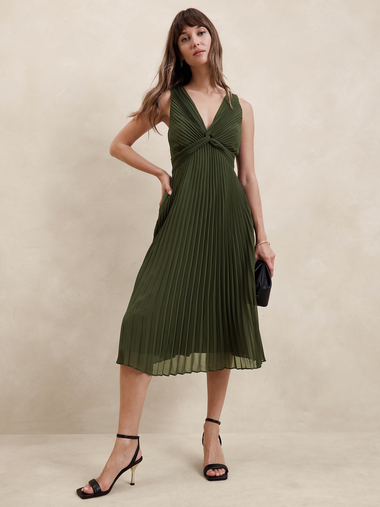 Chiffon Pleated Midi Dress