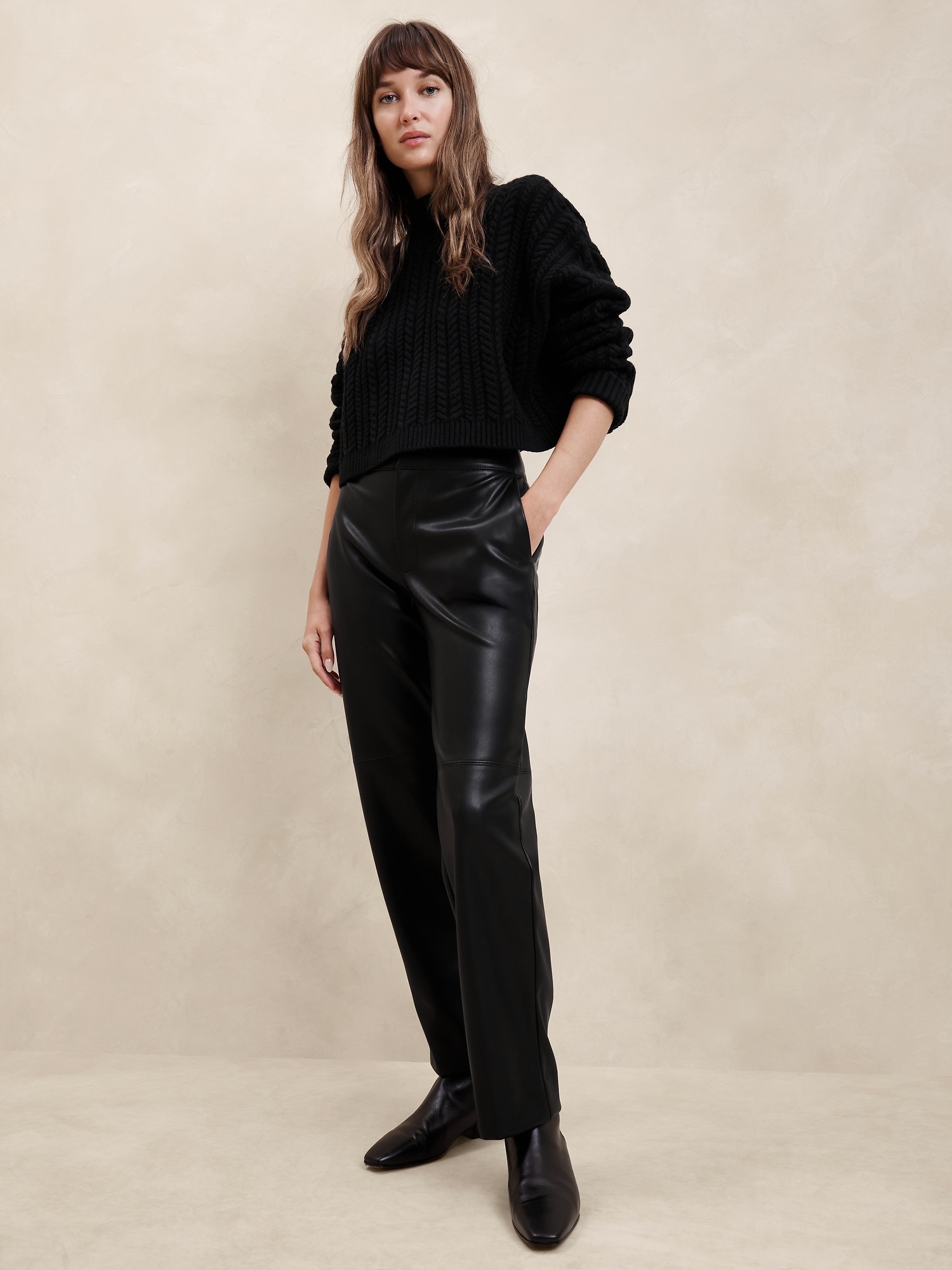 Straight Vegan Leather Trouser | Banana Republic Factory