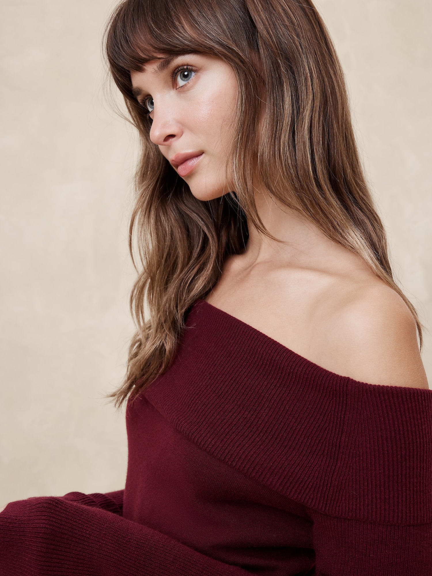 Off-Shoulder Midi Sweater Dress