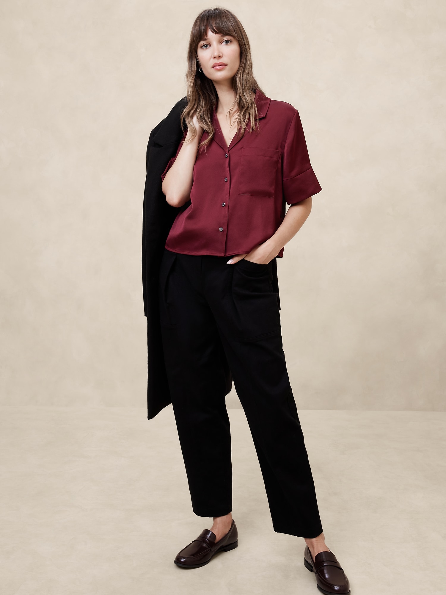 Silky Cropped Shirt