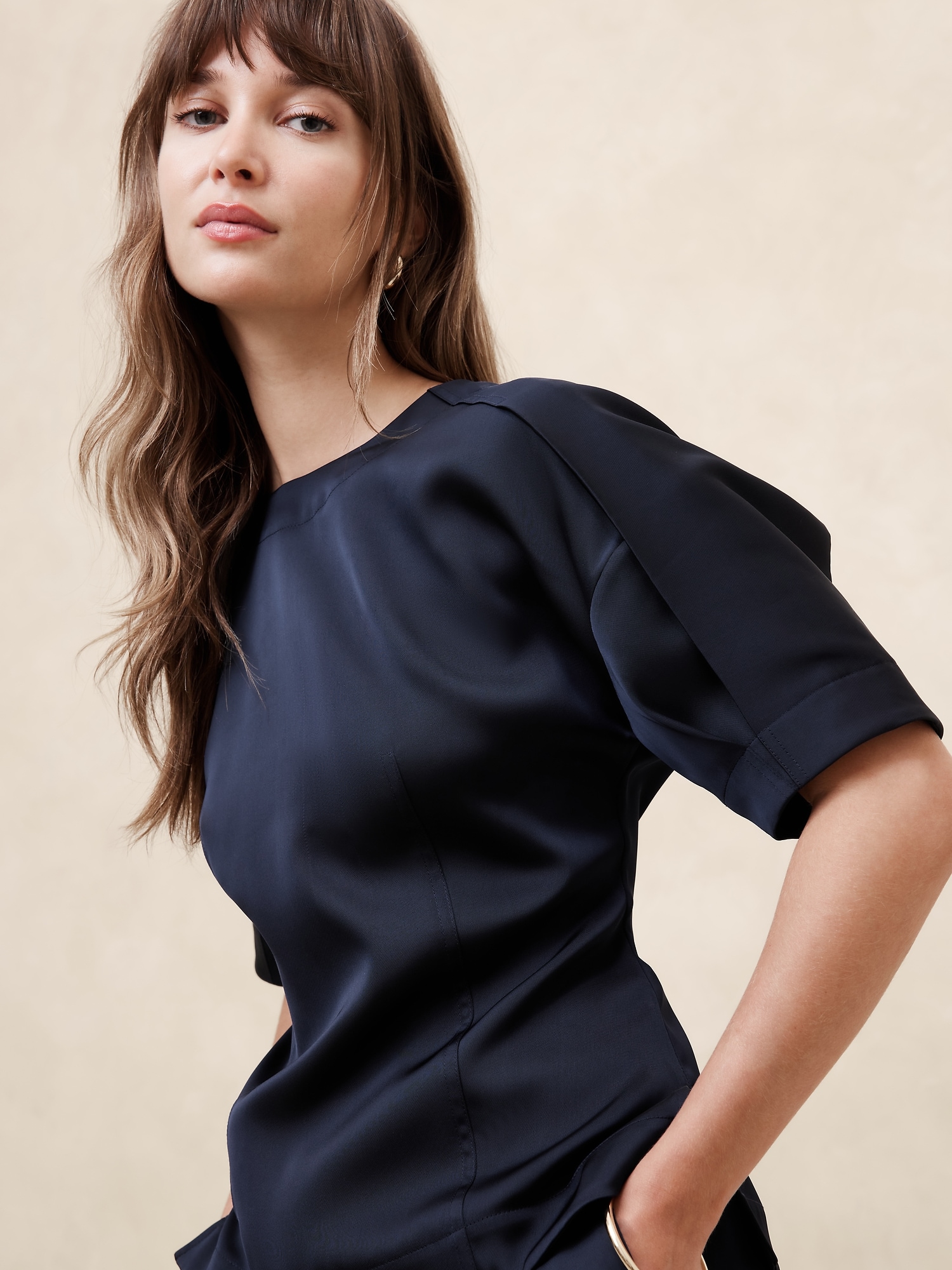 Double Satin Seamed Blouse