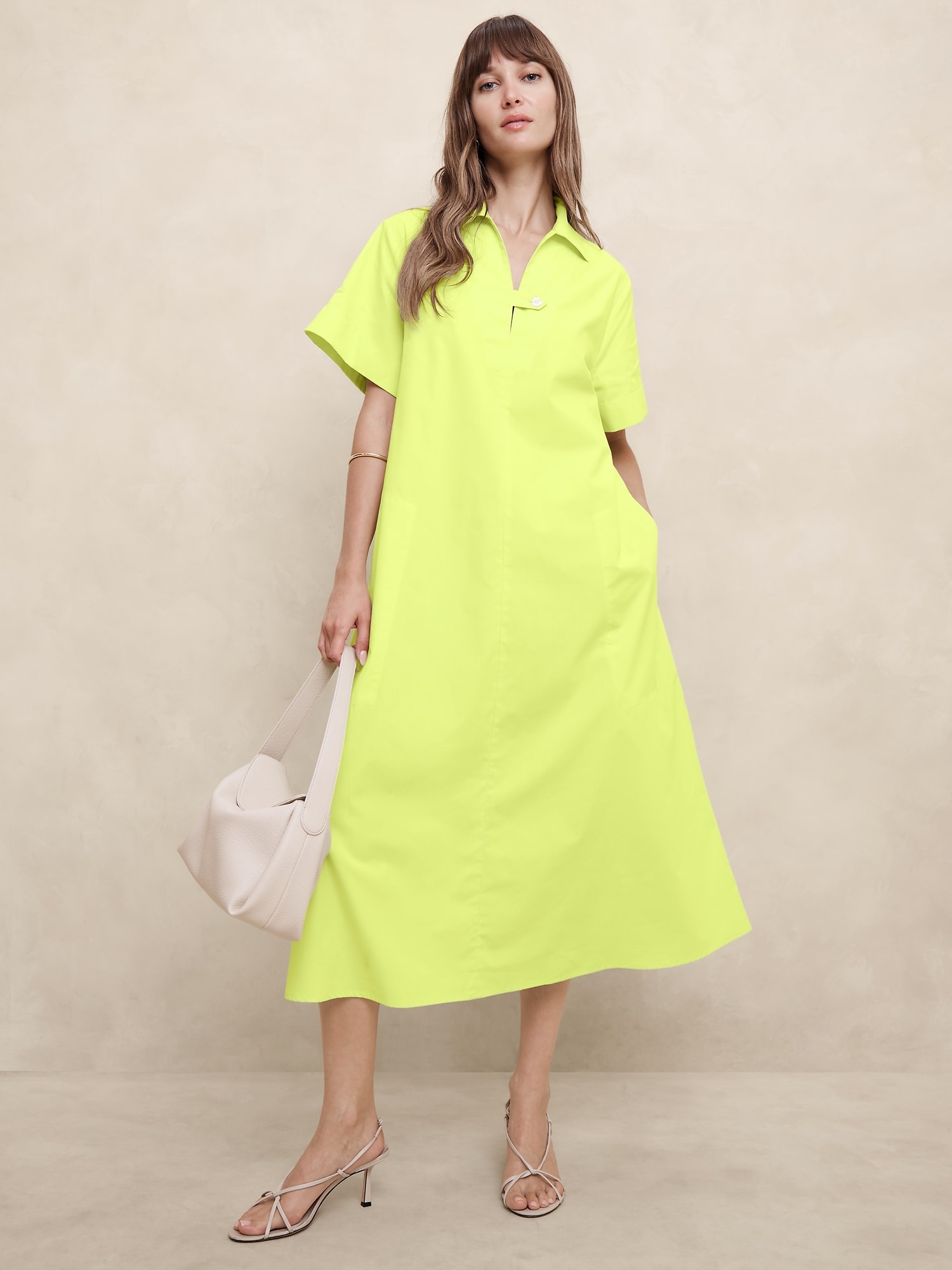 Tab Poplin Midi Dress