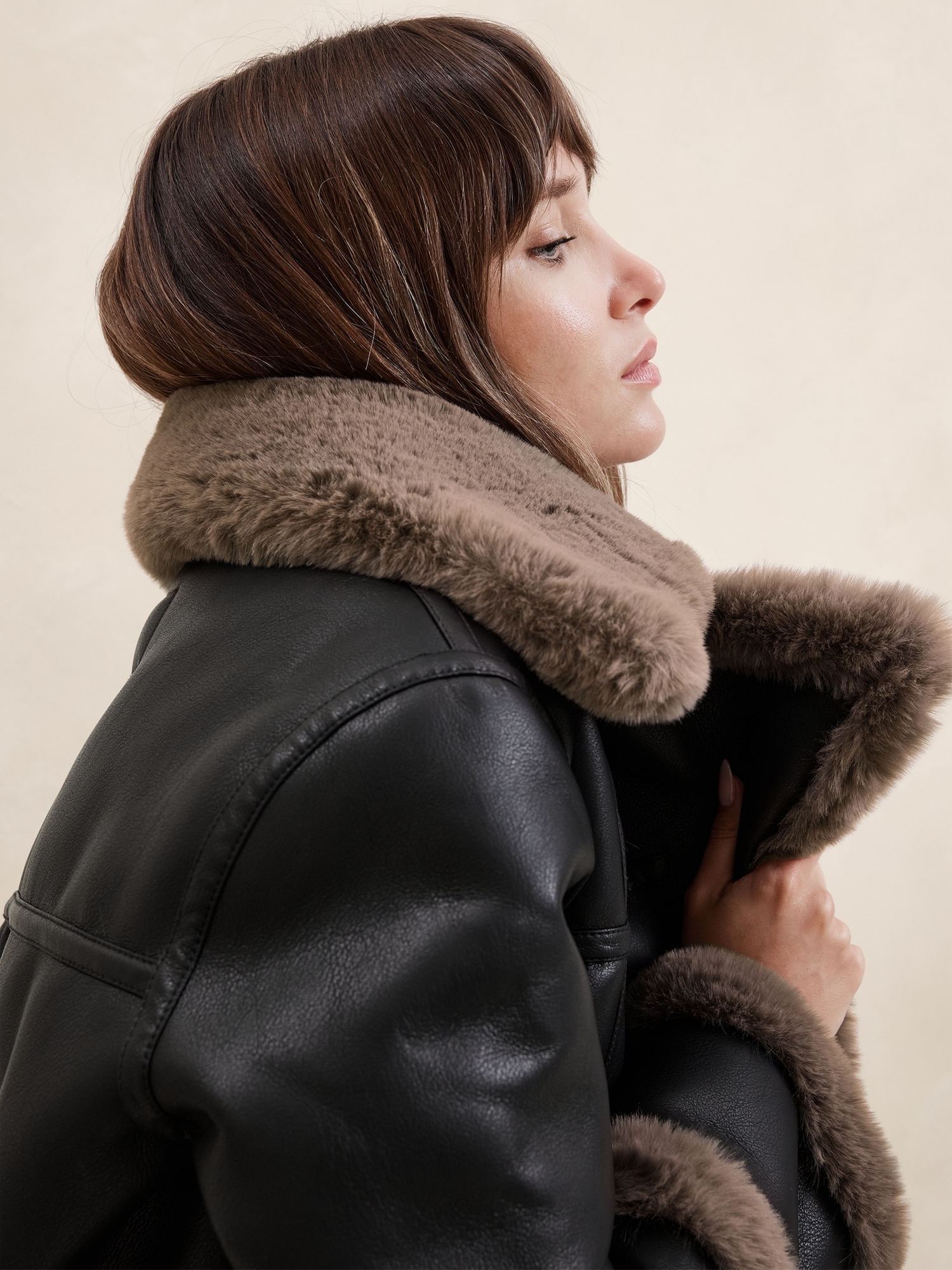 Vegan Leather Shearling Jacket