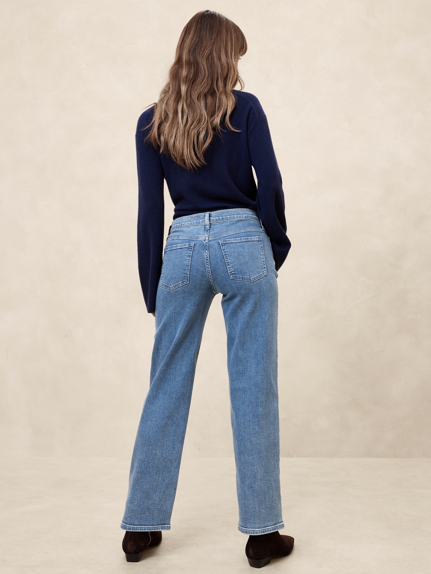 Mid-Rise Straight Pintuck Jean