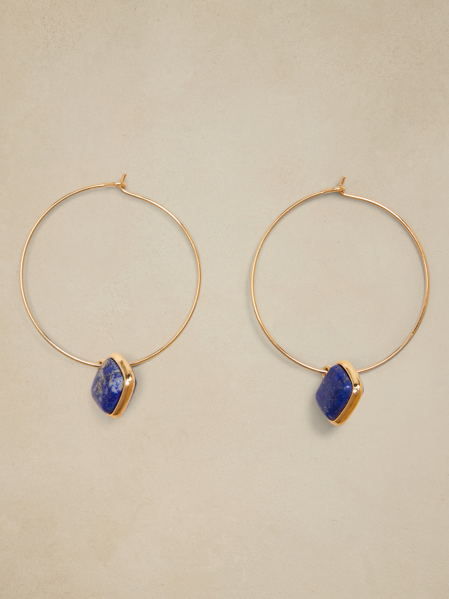 Stone Square Drop Hoop Earrings