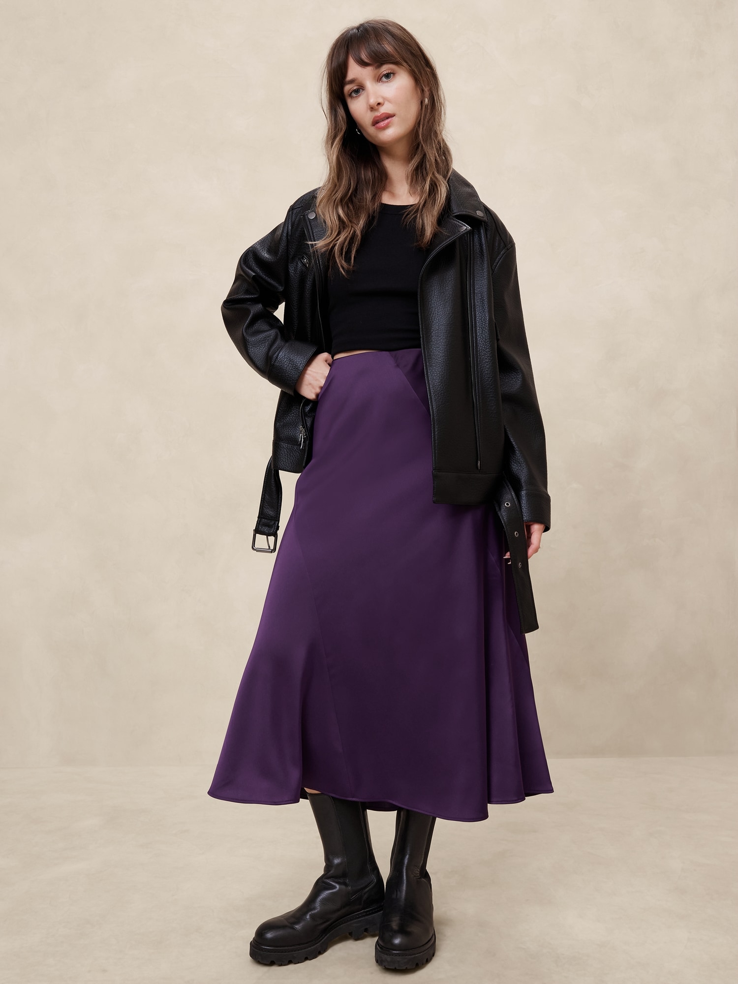 Midi Slip Skirt - Purple