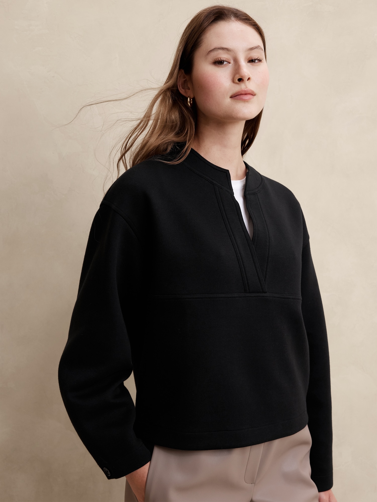 Scuba Split-Neck Sweatshirt