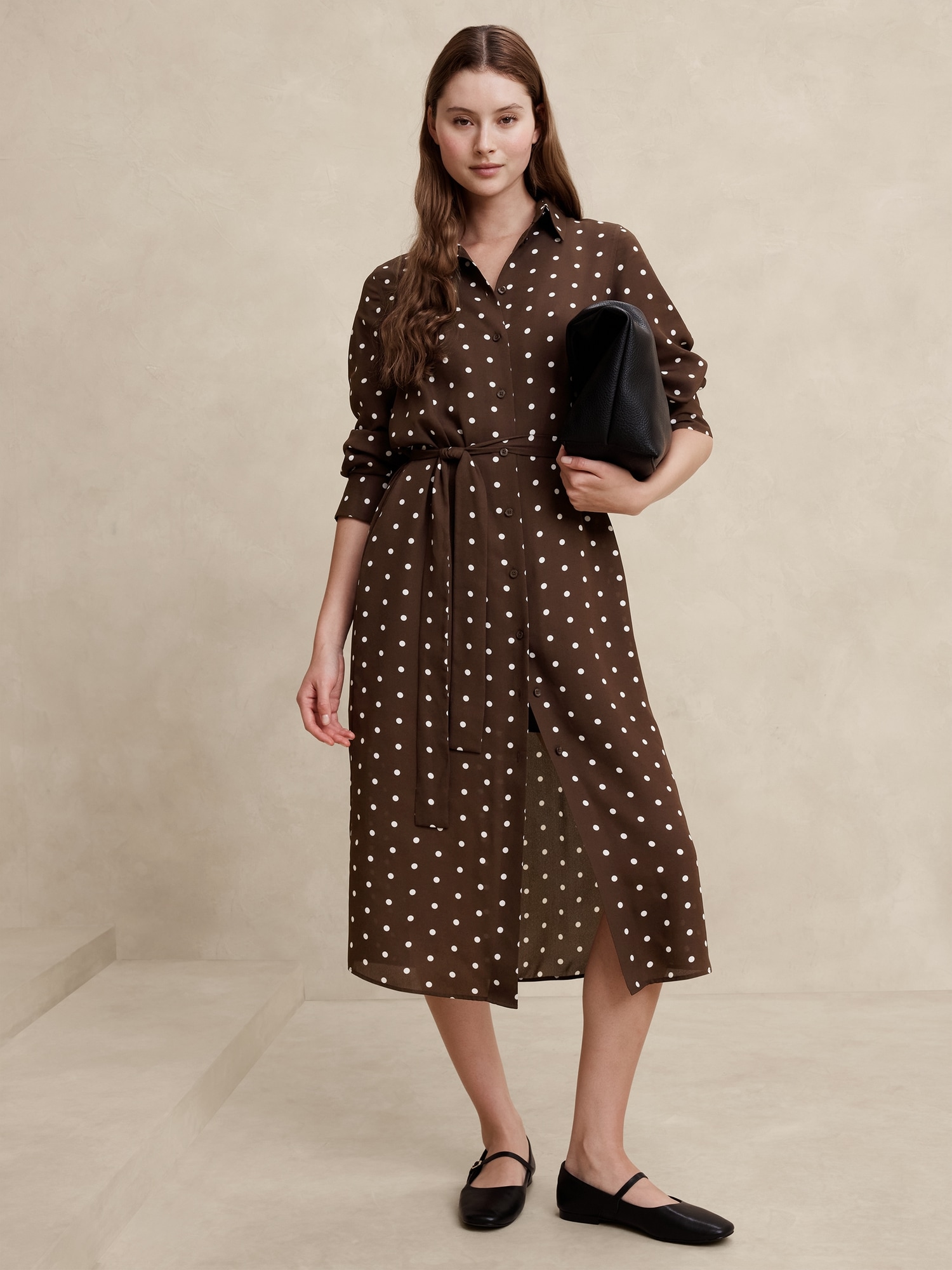 Tie-Waist Midi Shirtdress