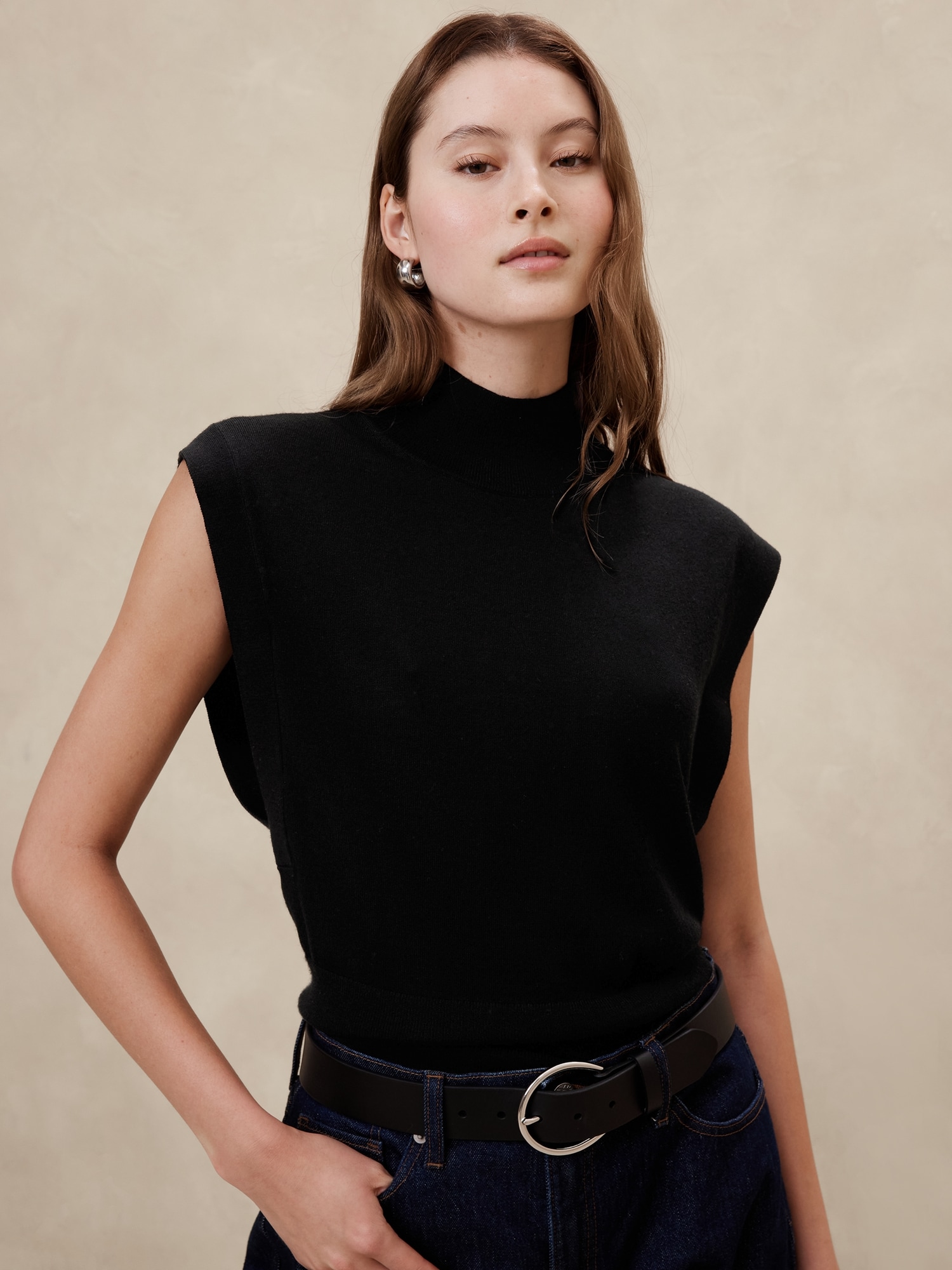 Merino Wool Mock-Neck Sweater