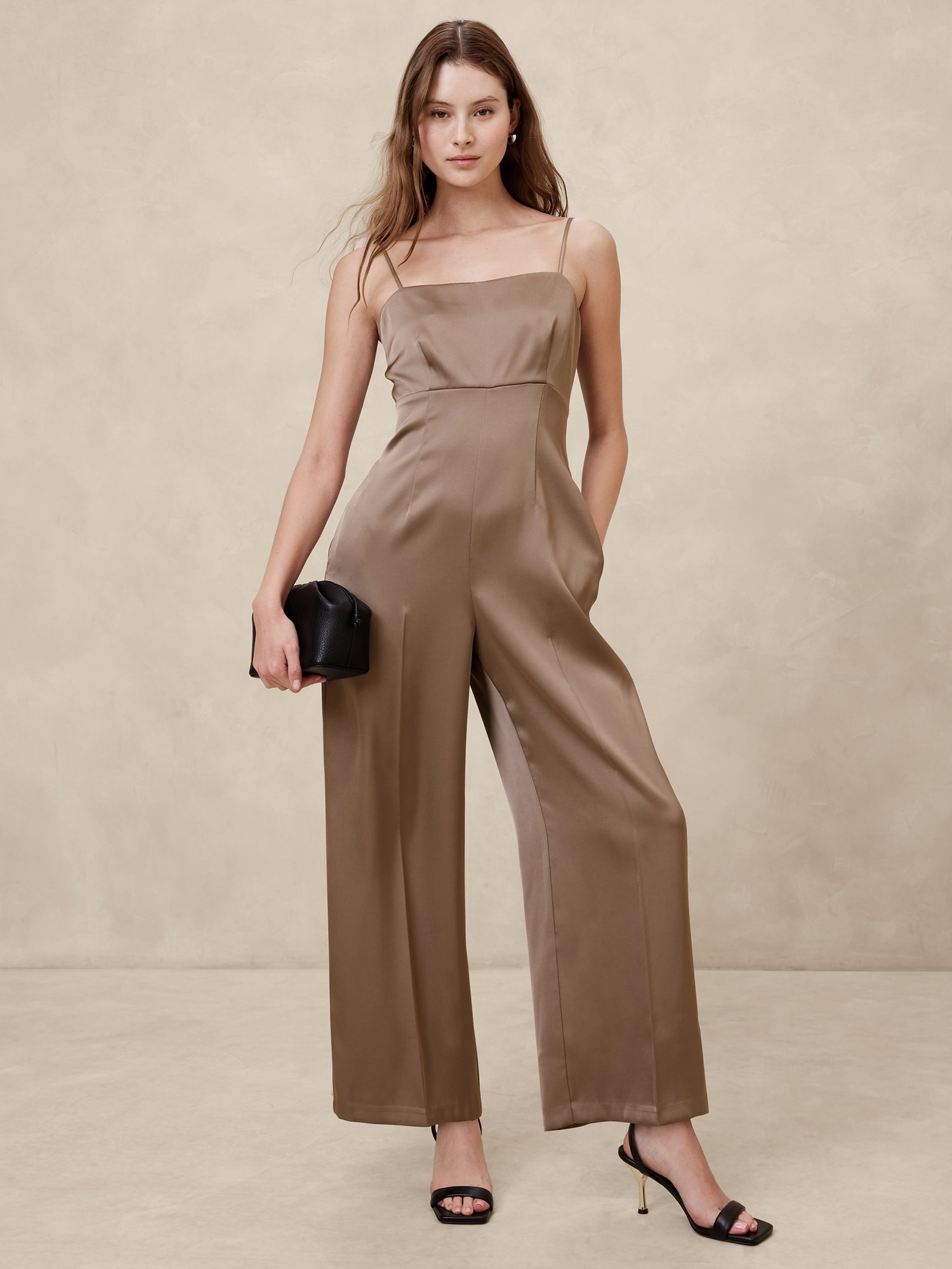 Strappy Satin Jumpsuit