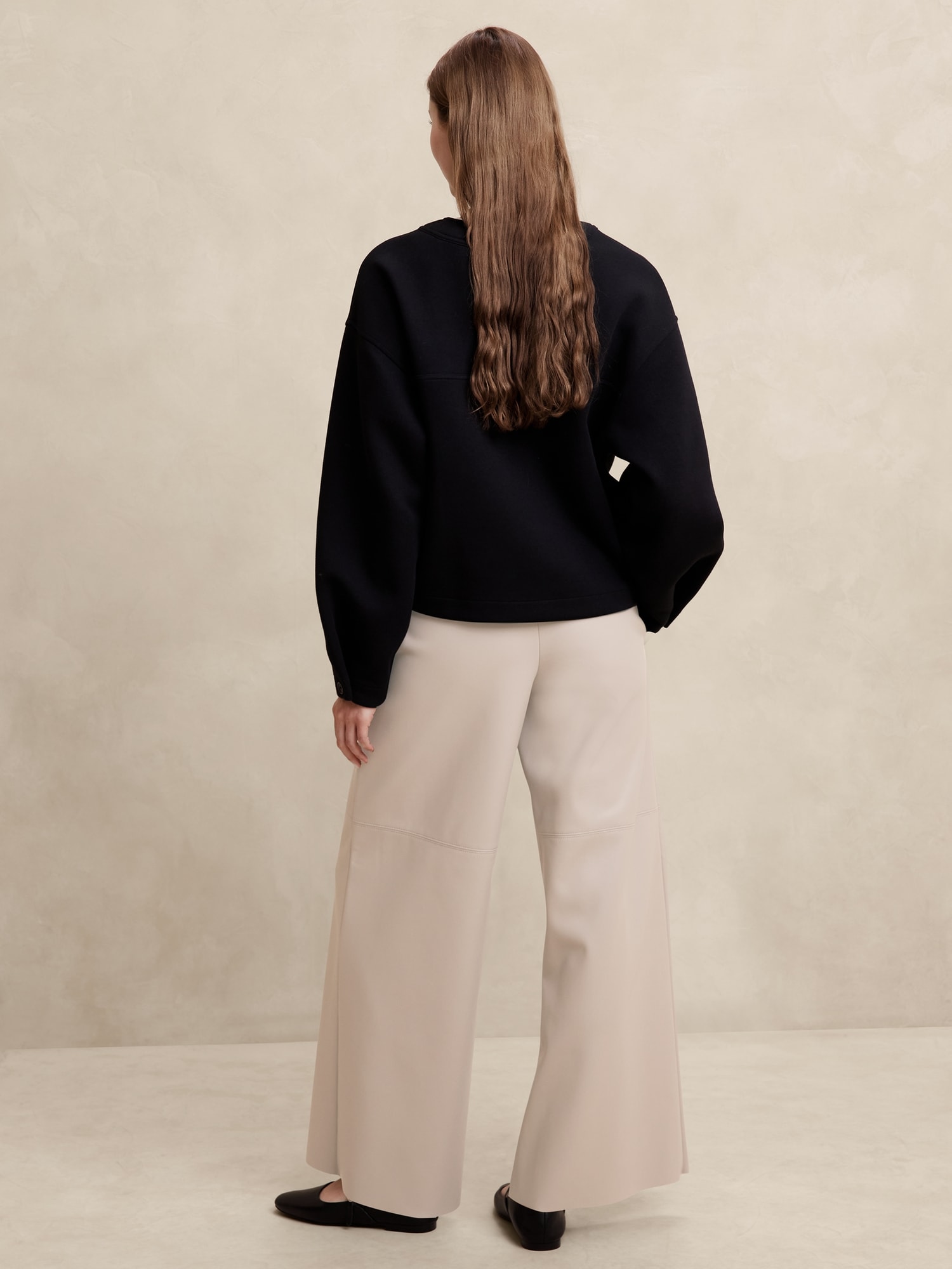 Vegan Leather Wide-Leg Pull-On Pant