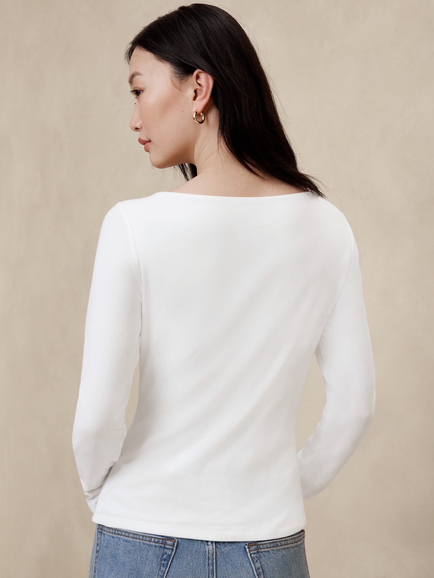 Soft Stretch Boat-Neck T-Shirt