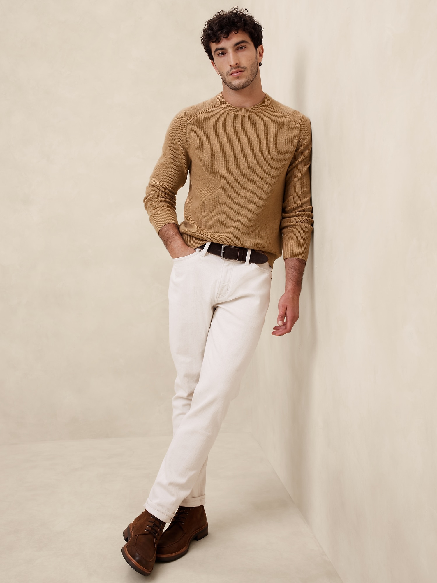 Cotton-Blend Ribbed Sweater