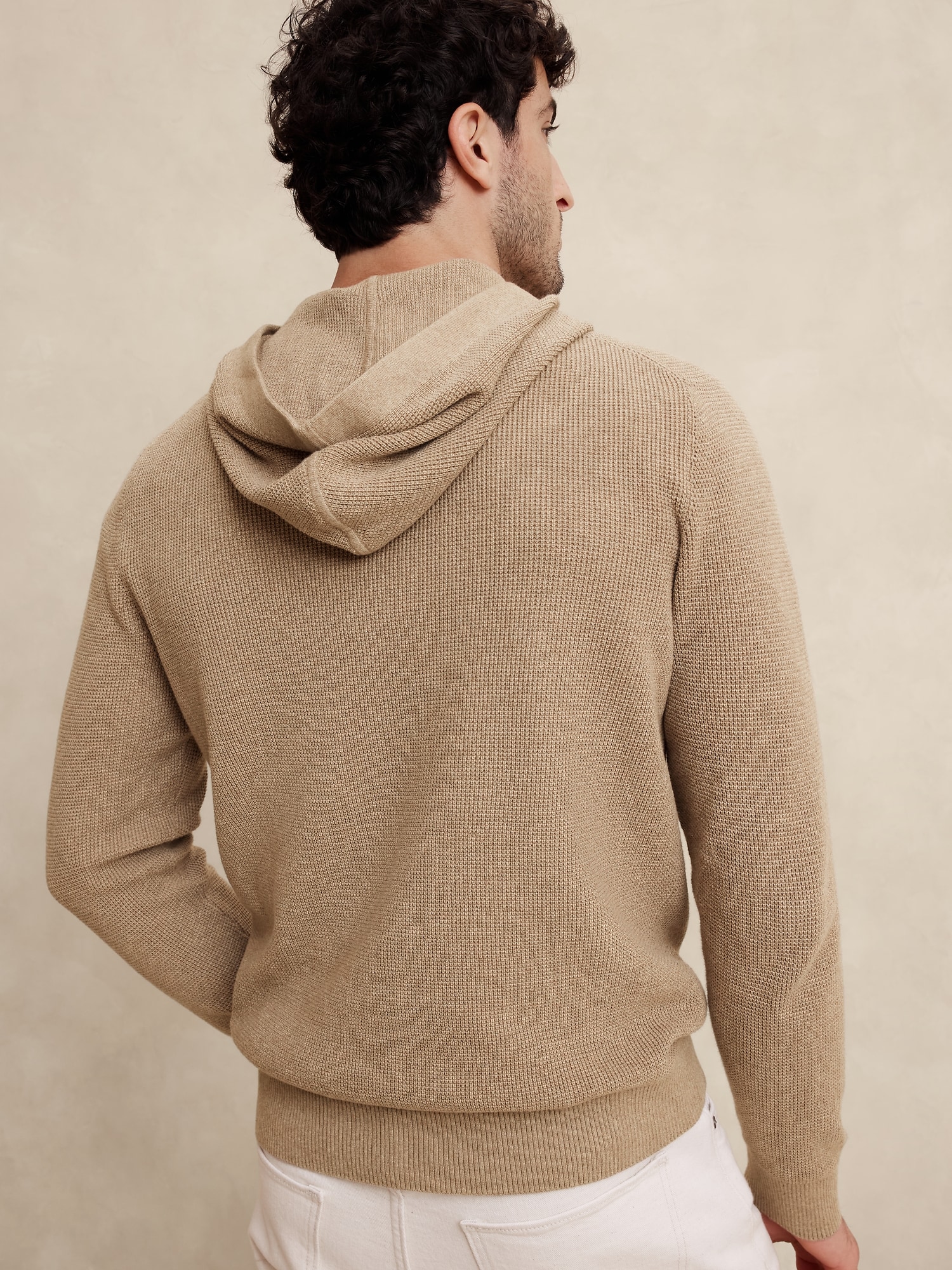 Cotton-Blend Textured Hoodie Sweater