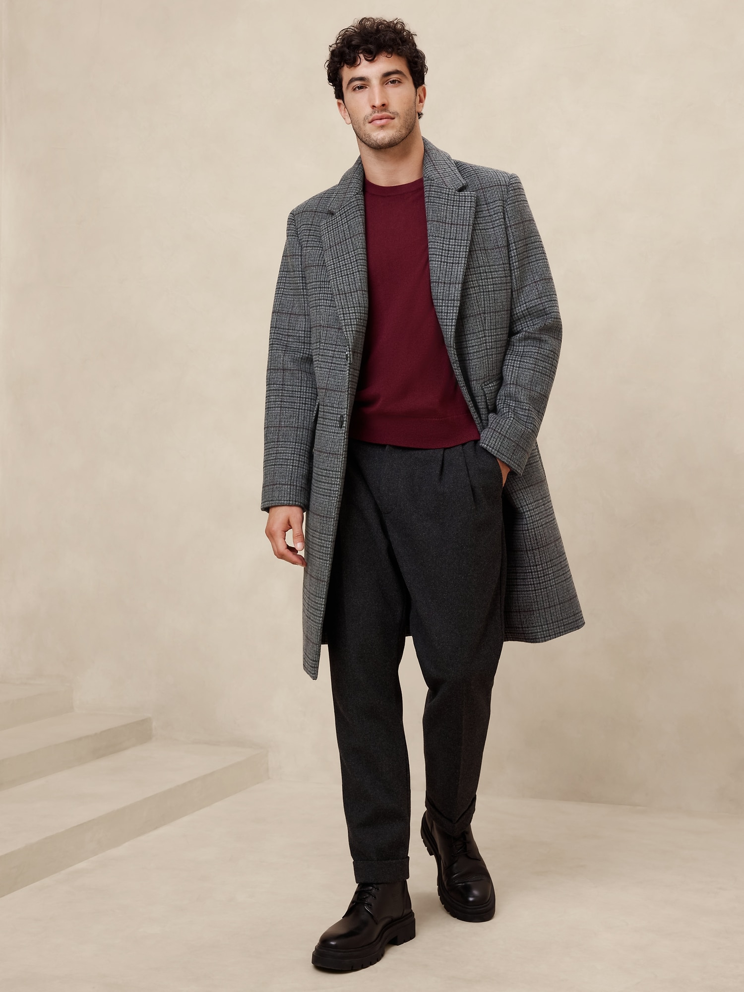 Men's wool blend top coat online