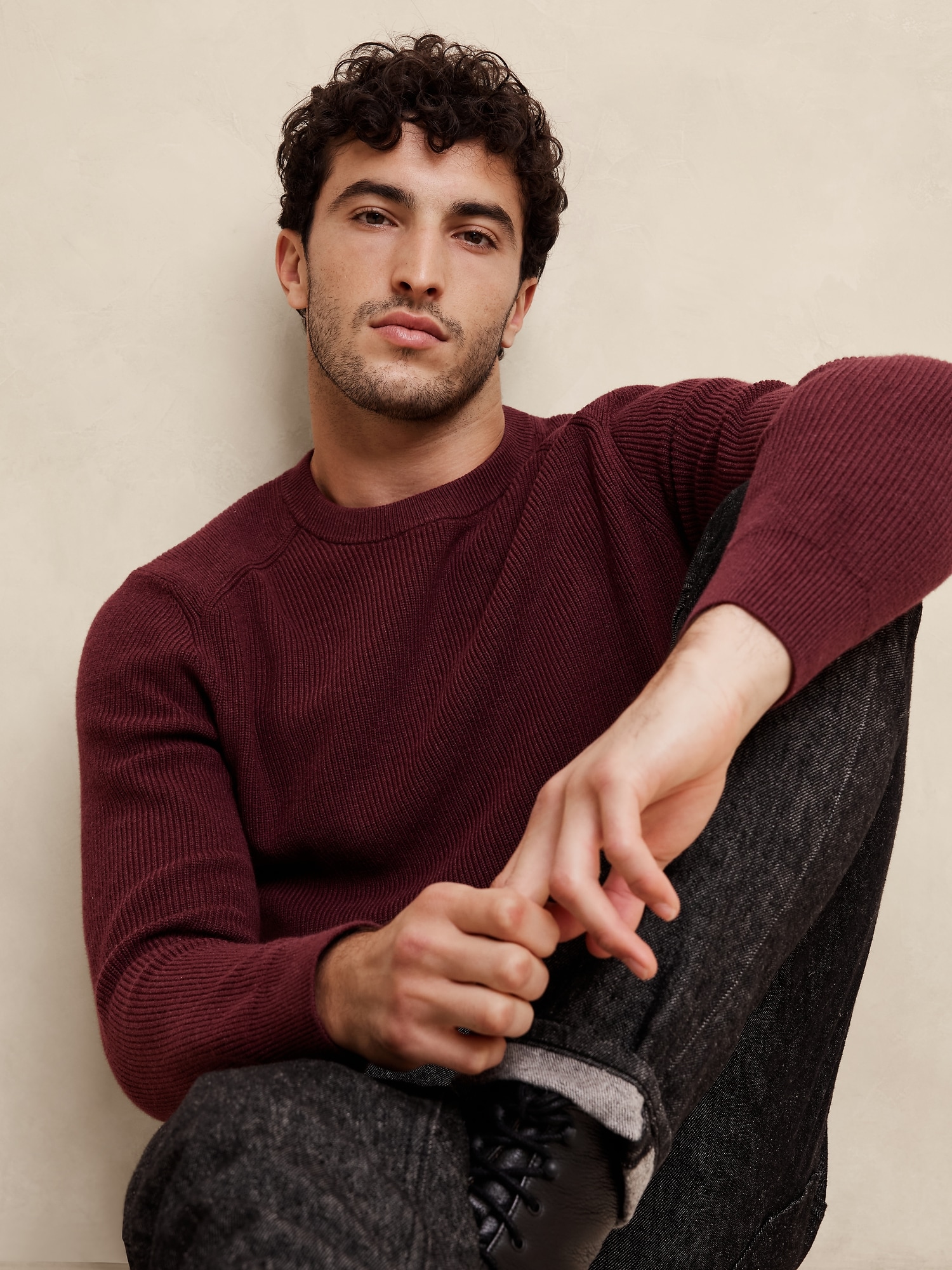 Cotton-Blend Ribbed Sweater