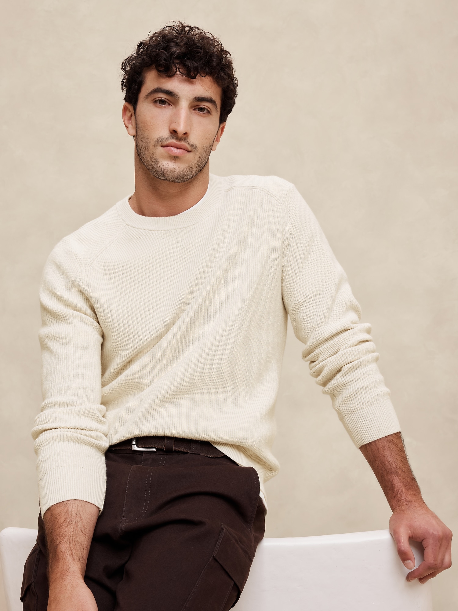 Cotton-Blend Ribbed Sweater