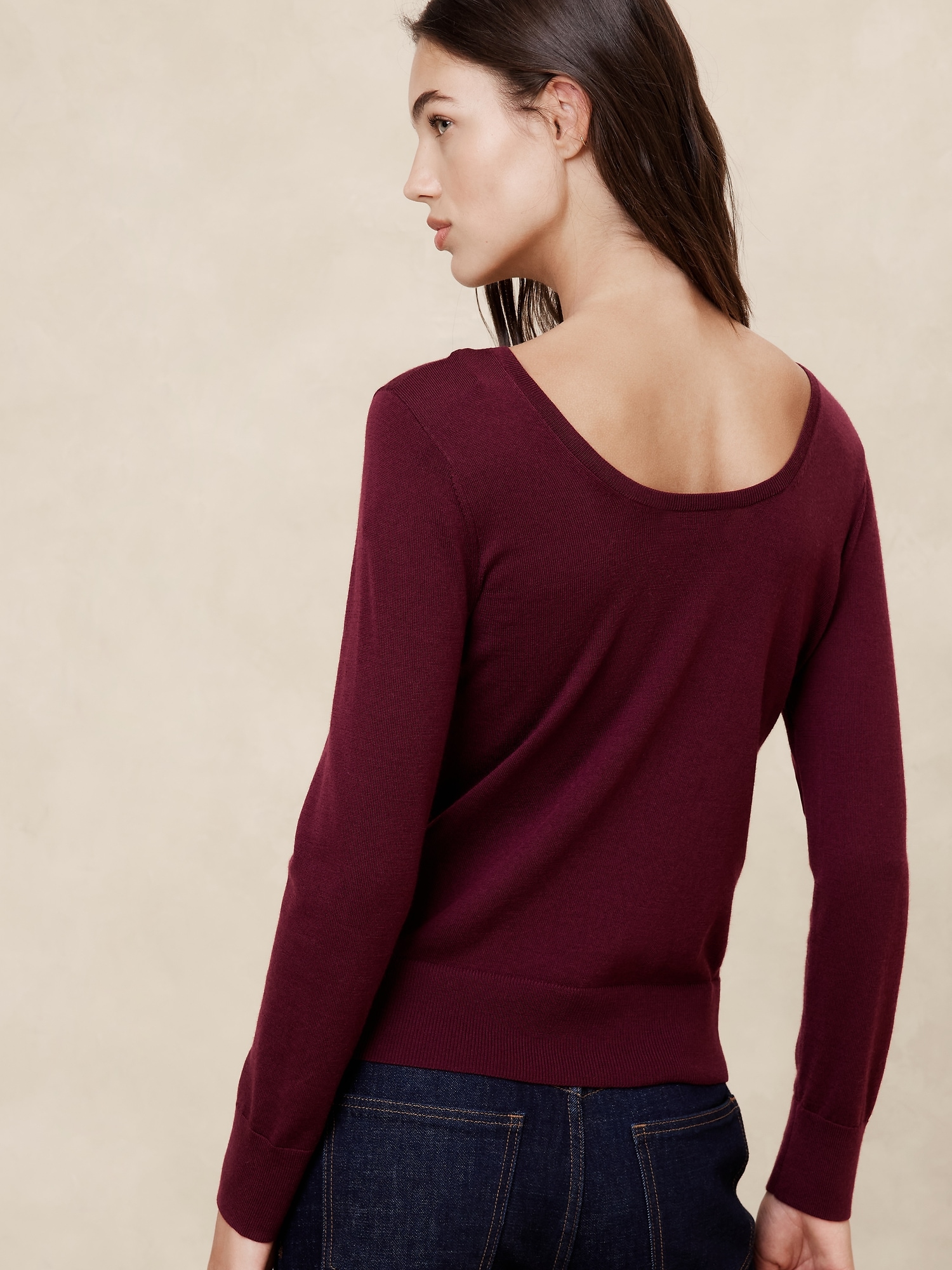 Merino Wool Scoop-Back Sweater