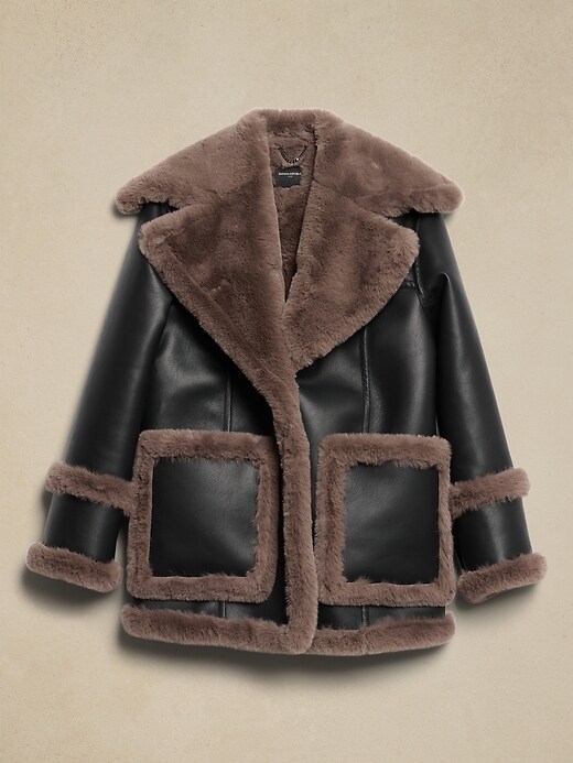 Vegan Leather Shearling Jacket | Banana Republic Factory