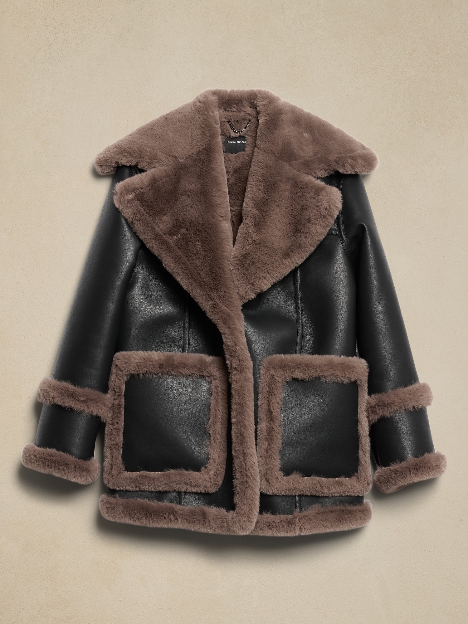 Vegan Leather Shearling Jacket