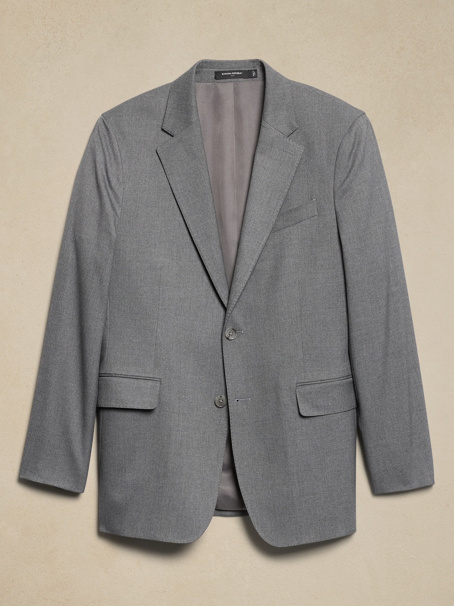 Tailored-Fit Luxe Crosshatch Light Gray Suit Jacket