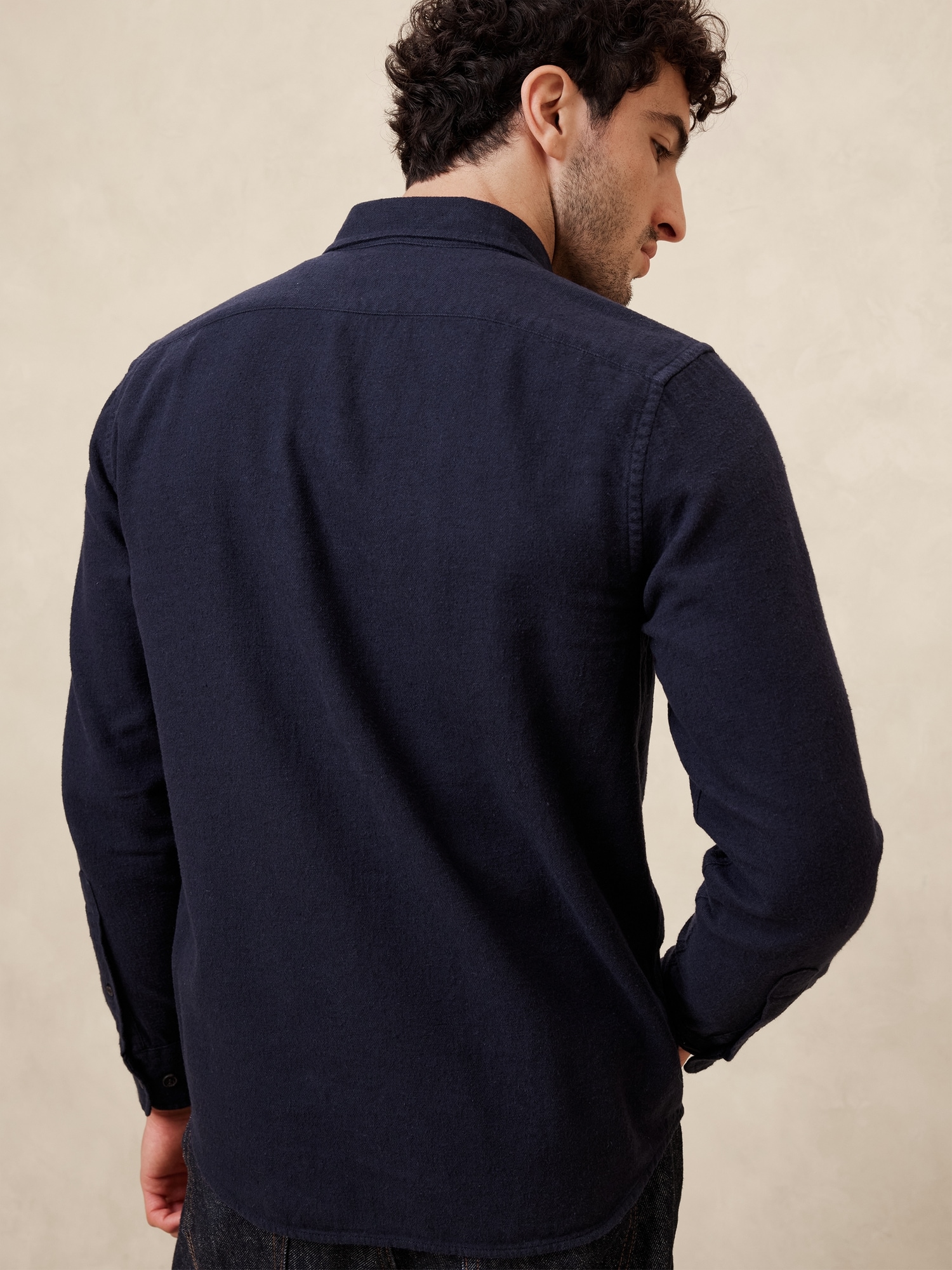 Slim Cotton-Linen Flannel Shirt