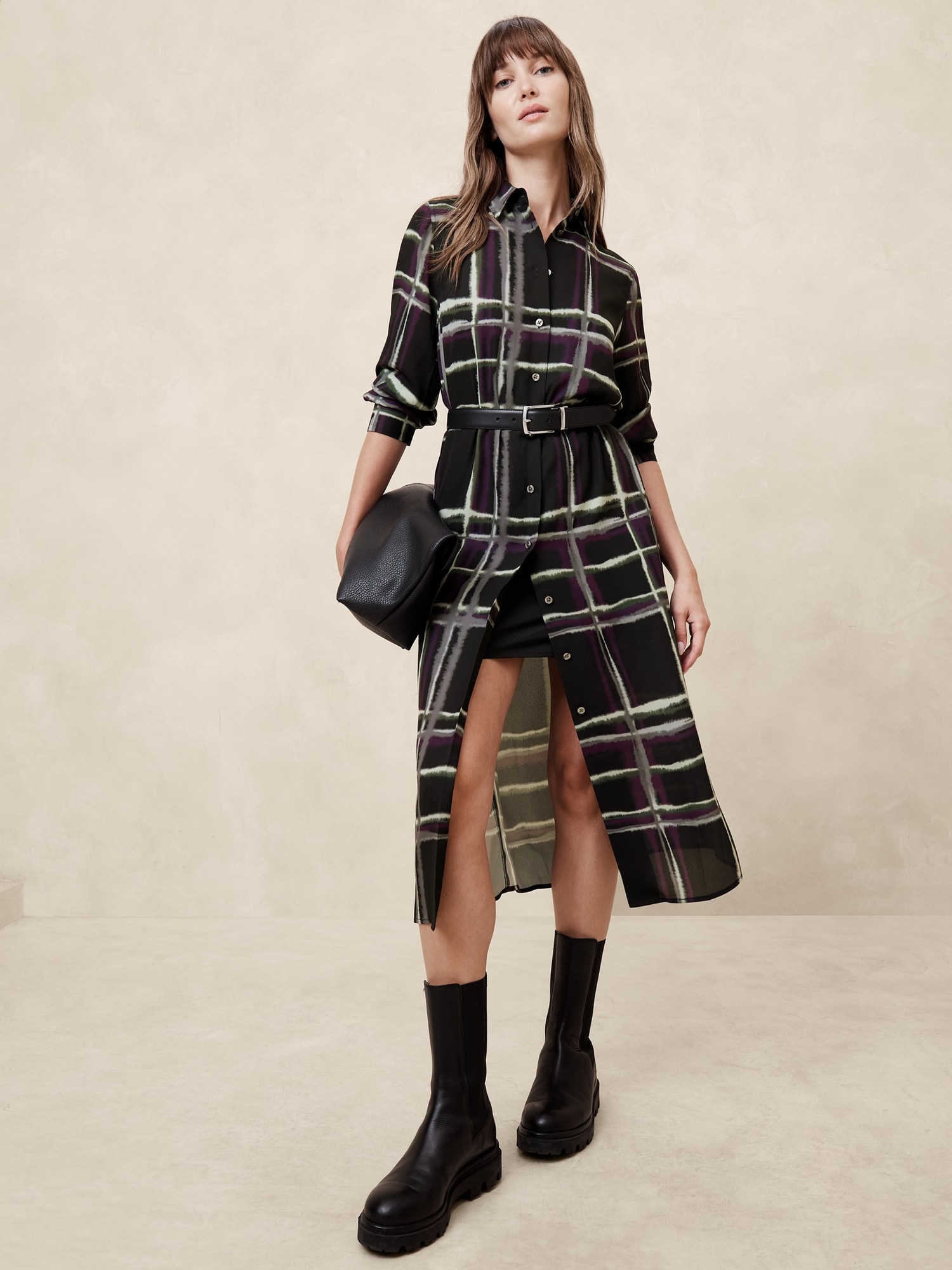 Tie-Waist Midi Shirtdress