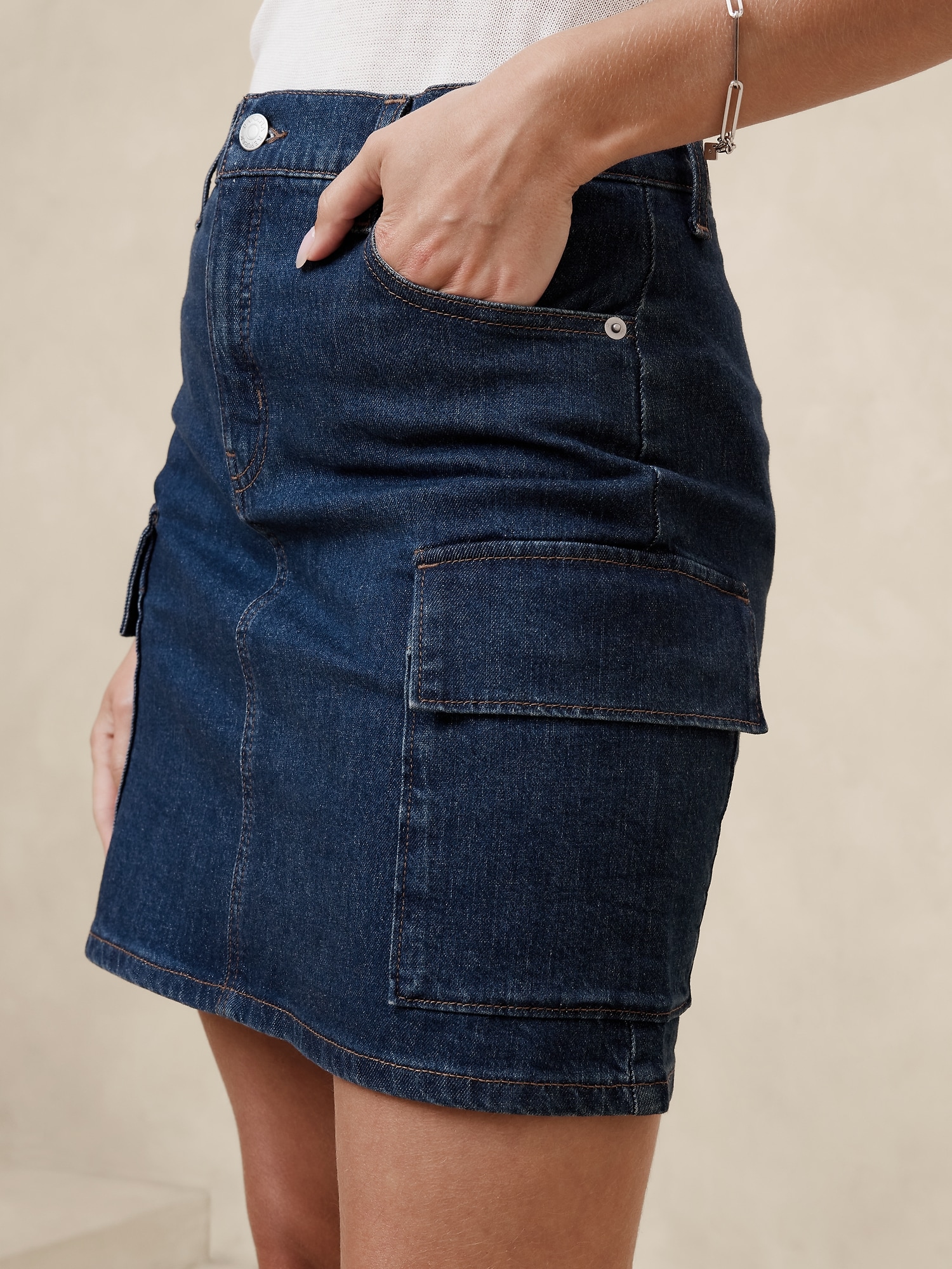 Denim Cargo Mini Skirt