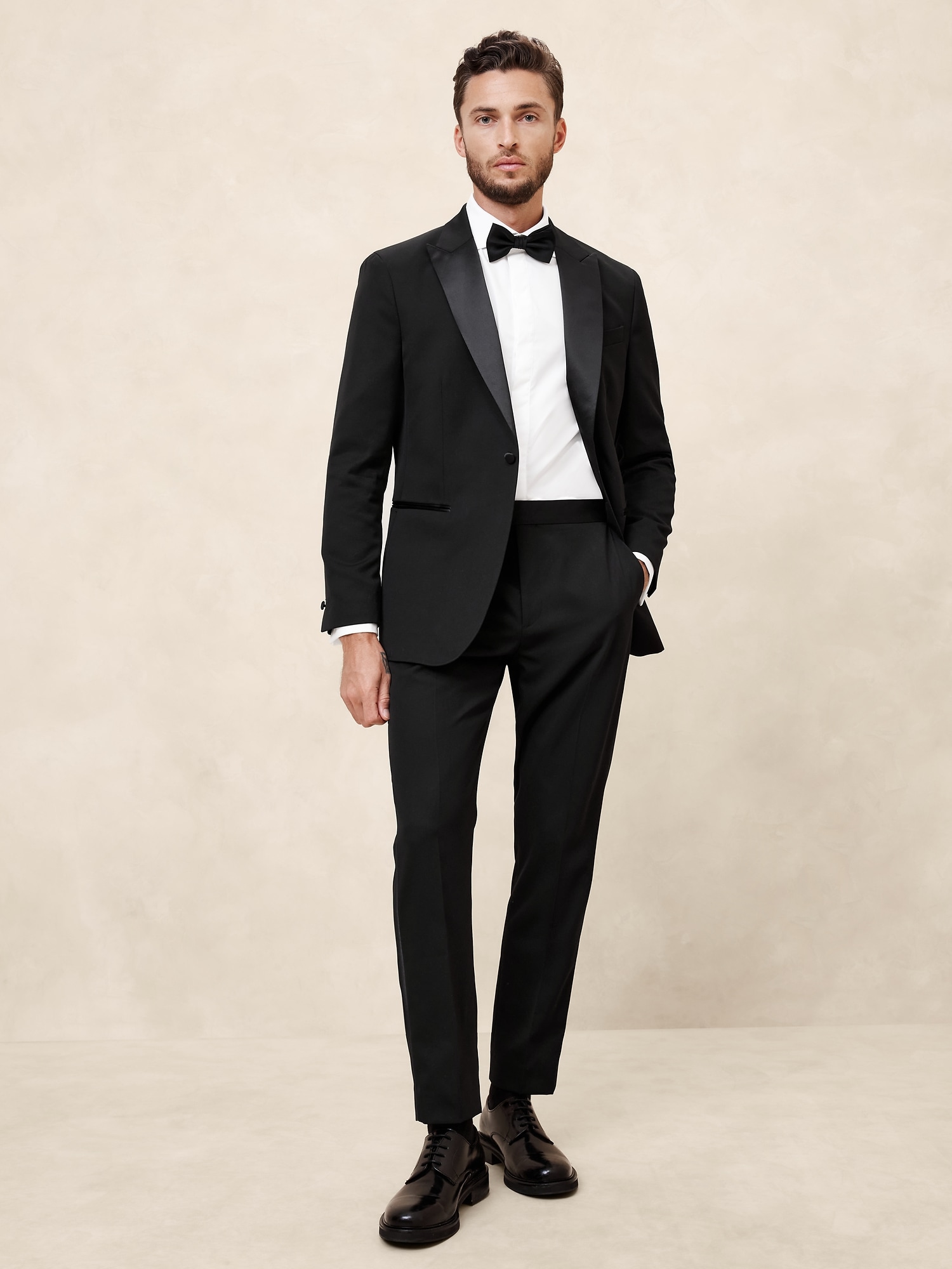 Tailored-Fit Luxe Tuxedo Suit Trouser - Black