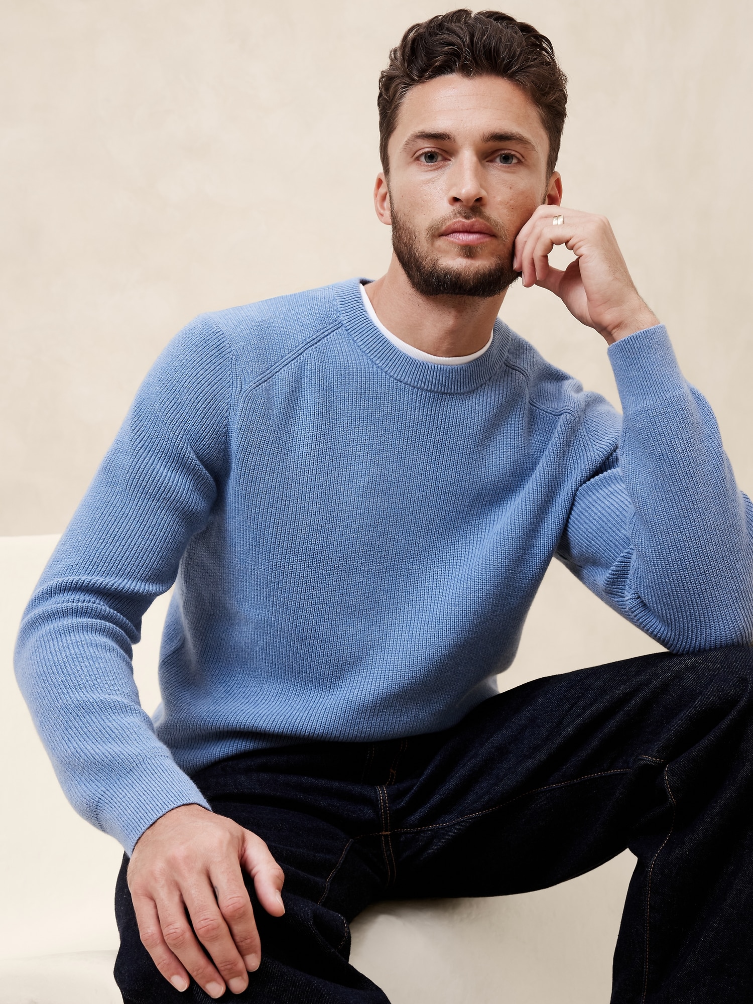 Cotton-Blend Ribbed Sweater