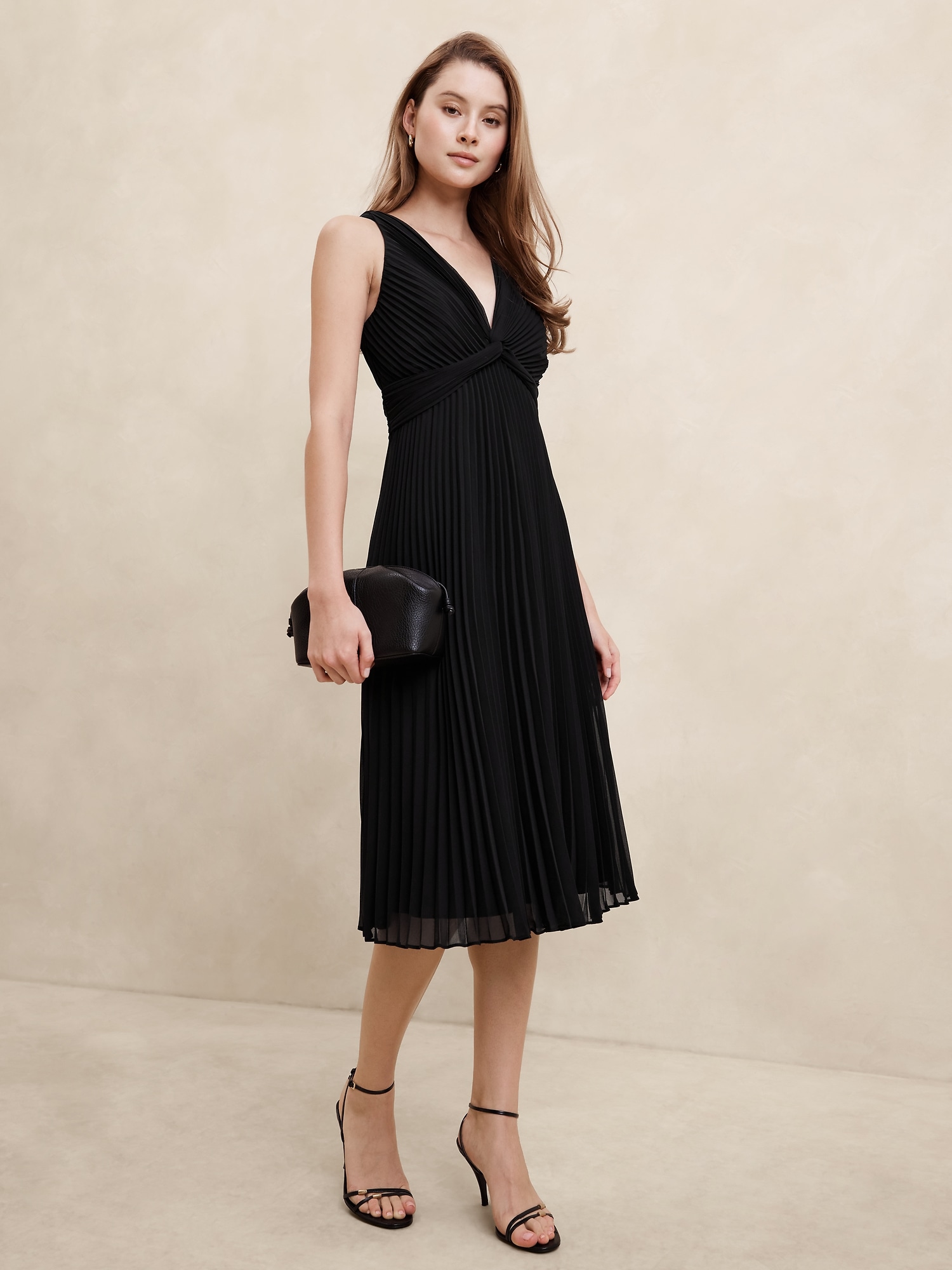 Chiffon Pleated Midi Dress