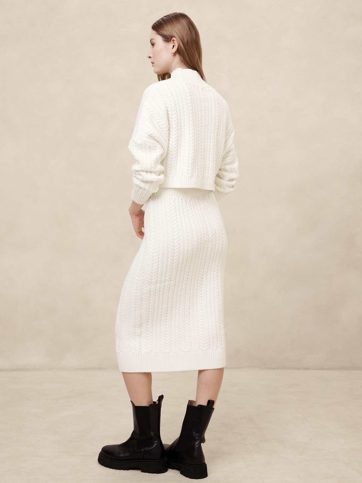 Wooly Cotton Midi Sweater Skirt