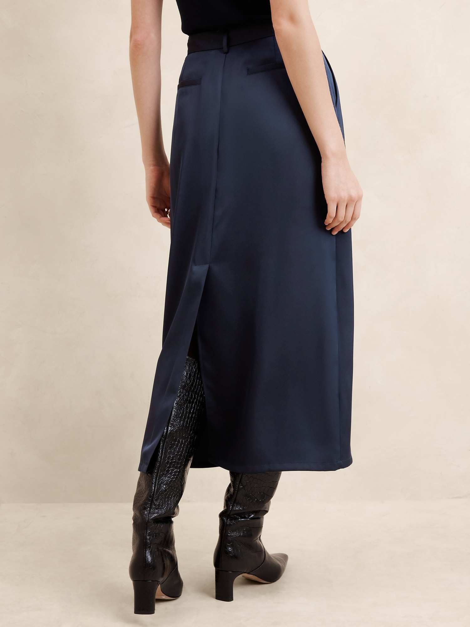 Satin Column Maxi Skirt