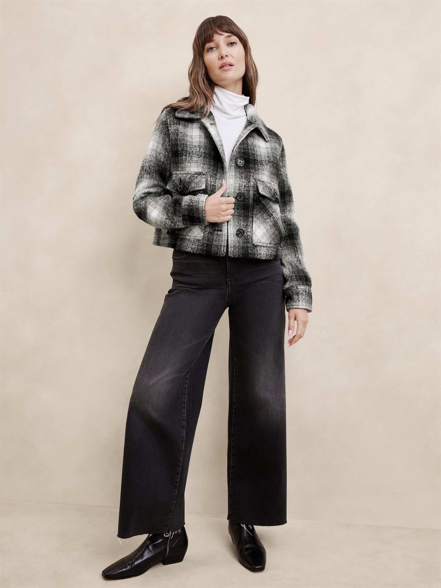 Black plaid jacket womens best sale