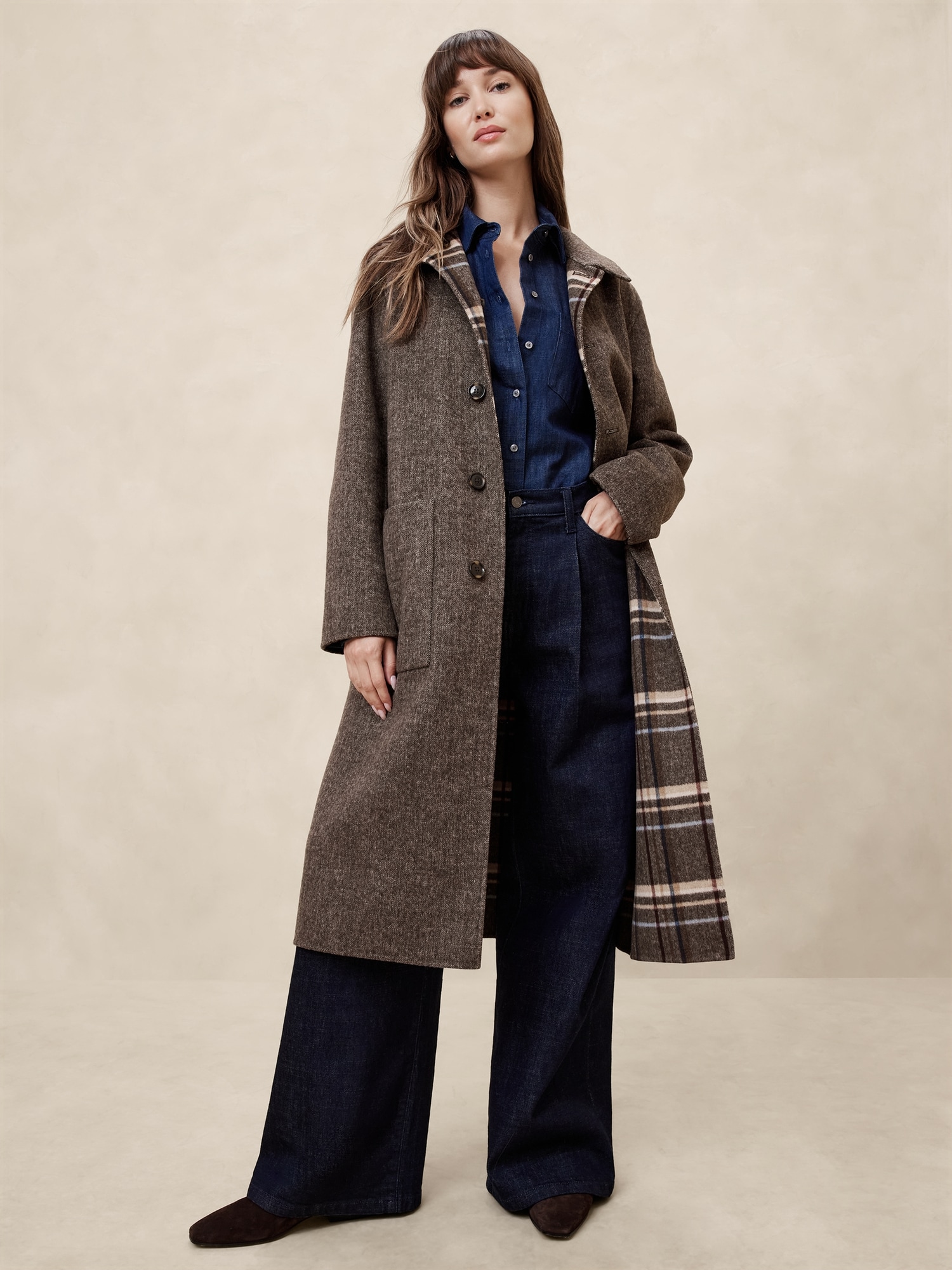 Reversible Double Face Wool-Blend Coat