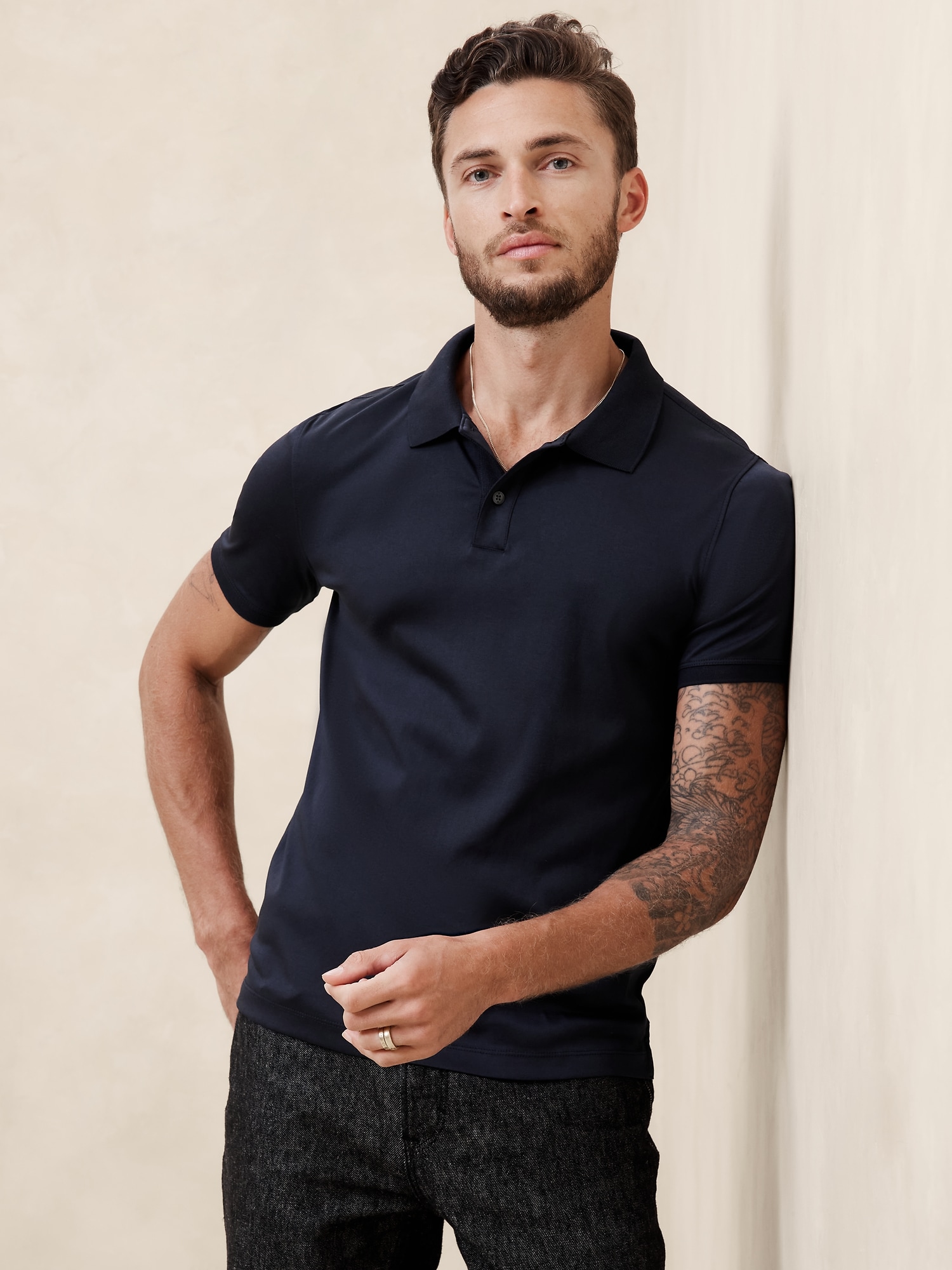 Slim Luxe Touch Polo - Blue