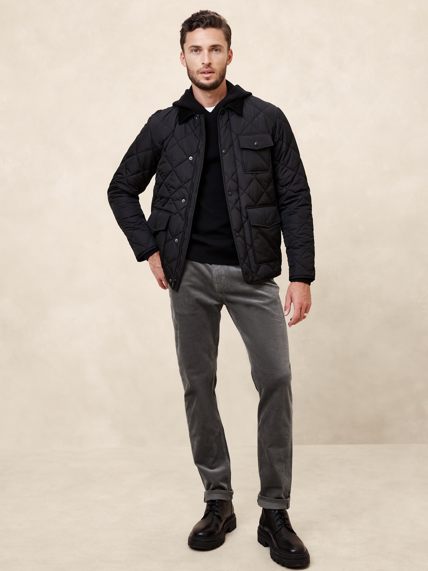 Slim Travel Corduroy Pant - Gray