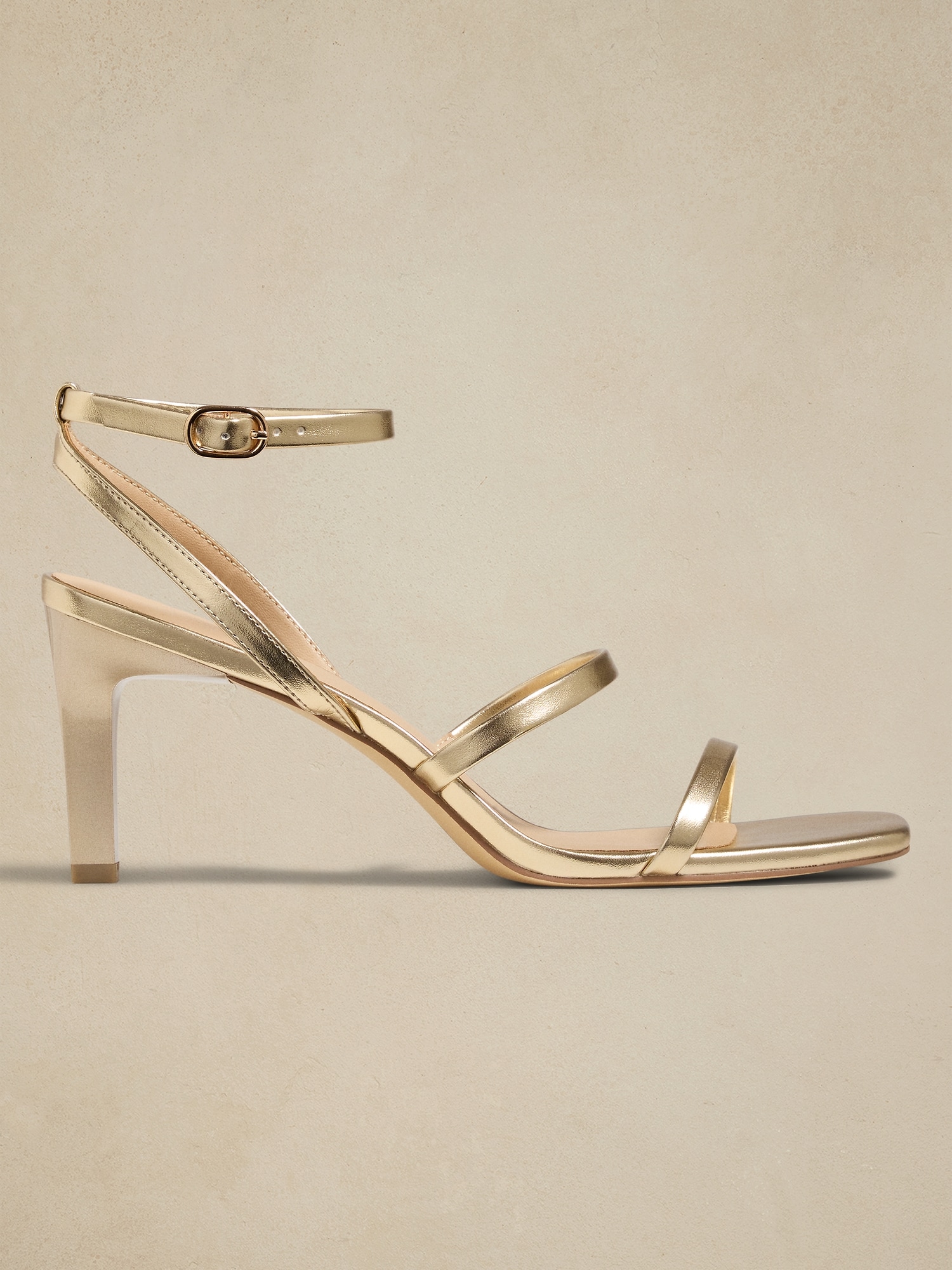 Vegan Leather Strappy Sandal - Gold