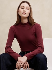 Ribbed Mock-Neck T-Shirt | Banana Republic Factory